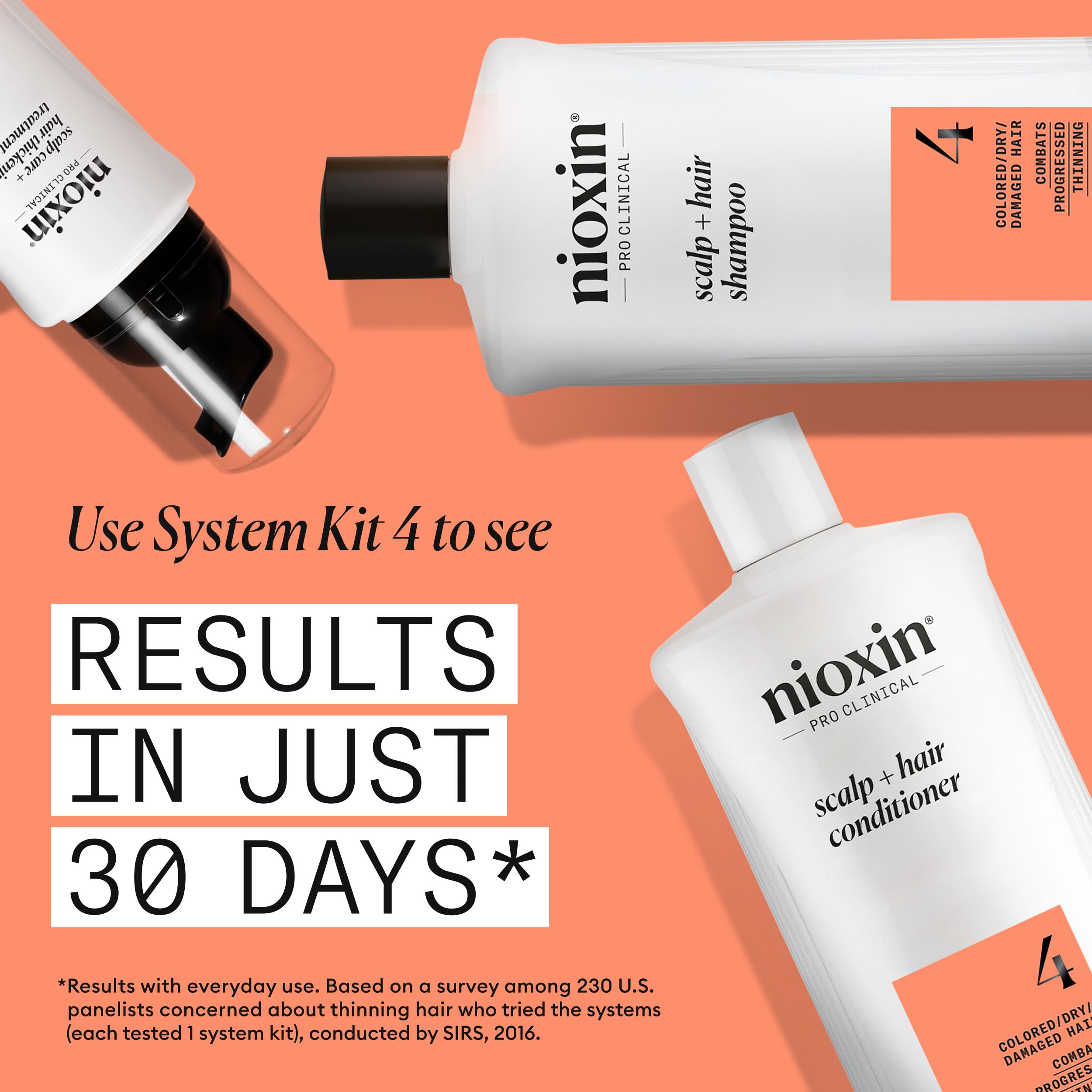Nioxin System 4 Shampoo & Conditioner Prepack, For Color Treated Hair With Progressed Thinning, Pumps Included, 33.8 Fl Oz (Pack