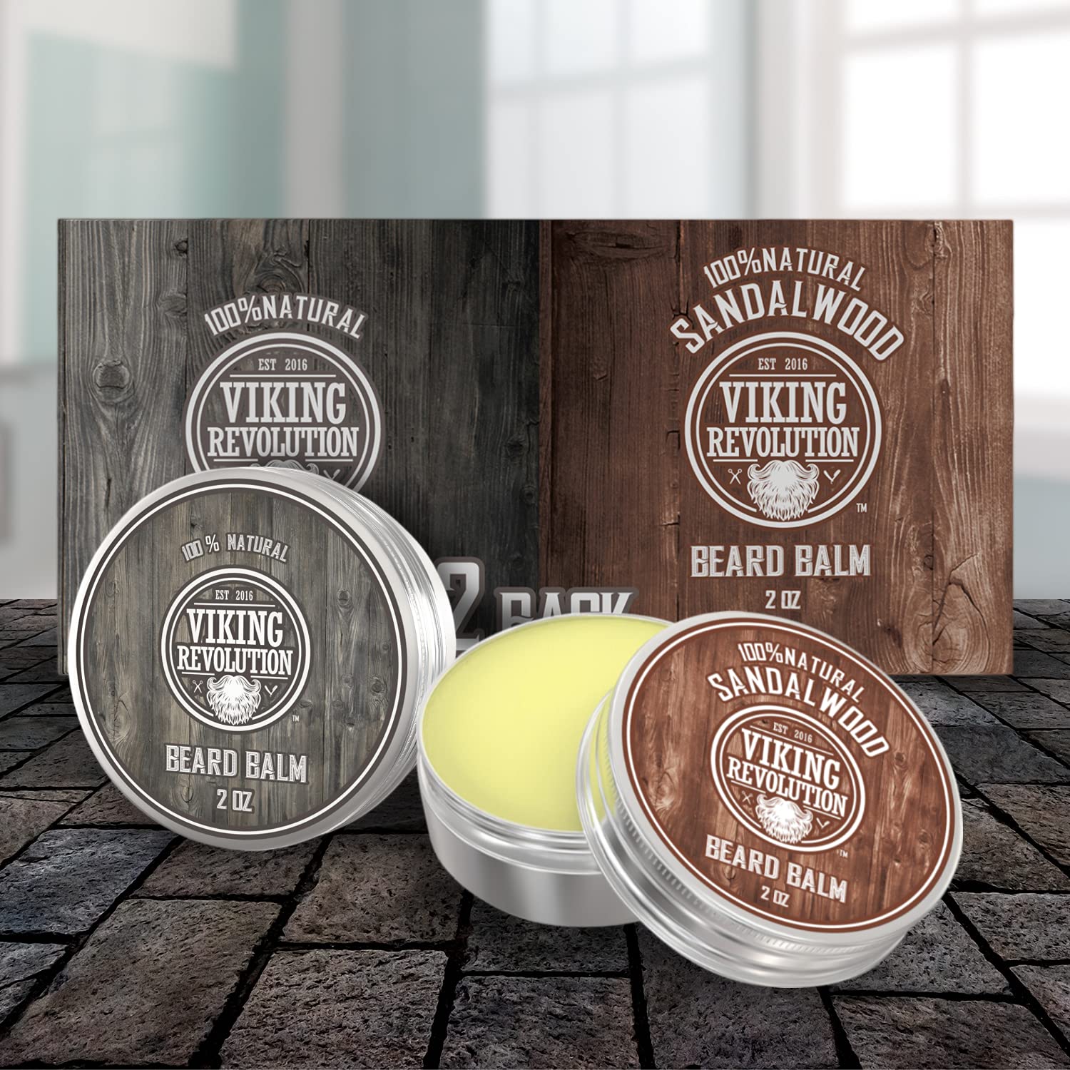 Viking Revolution Beard Balm - All Natural Grooming Treatment With Argan Oil & Mango Butter - Strengthens & Softens Beards & Mus