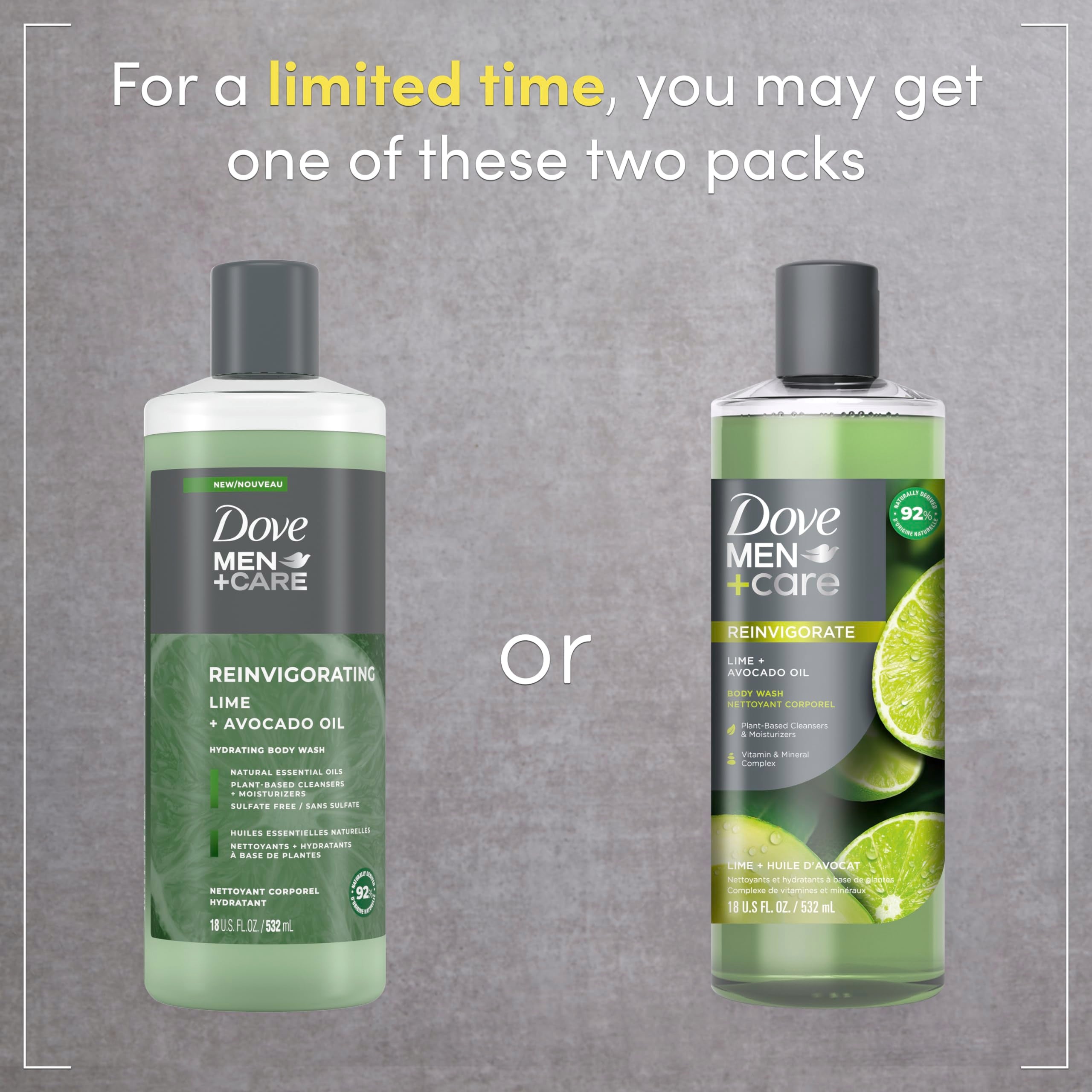 Dove Men + Care Body Wash Lime + Avocado Oil 4 Count To Rebuild Skin In The Shower With Plant-Based Cleansers And Moisturizers 1