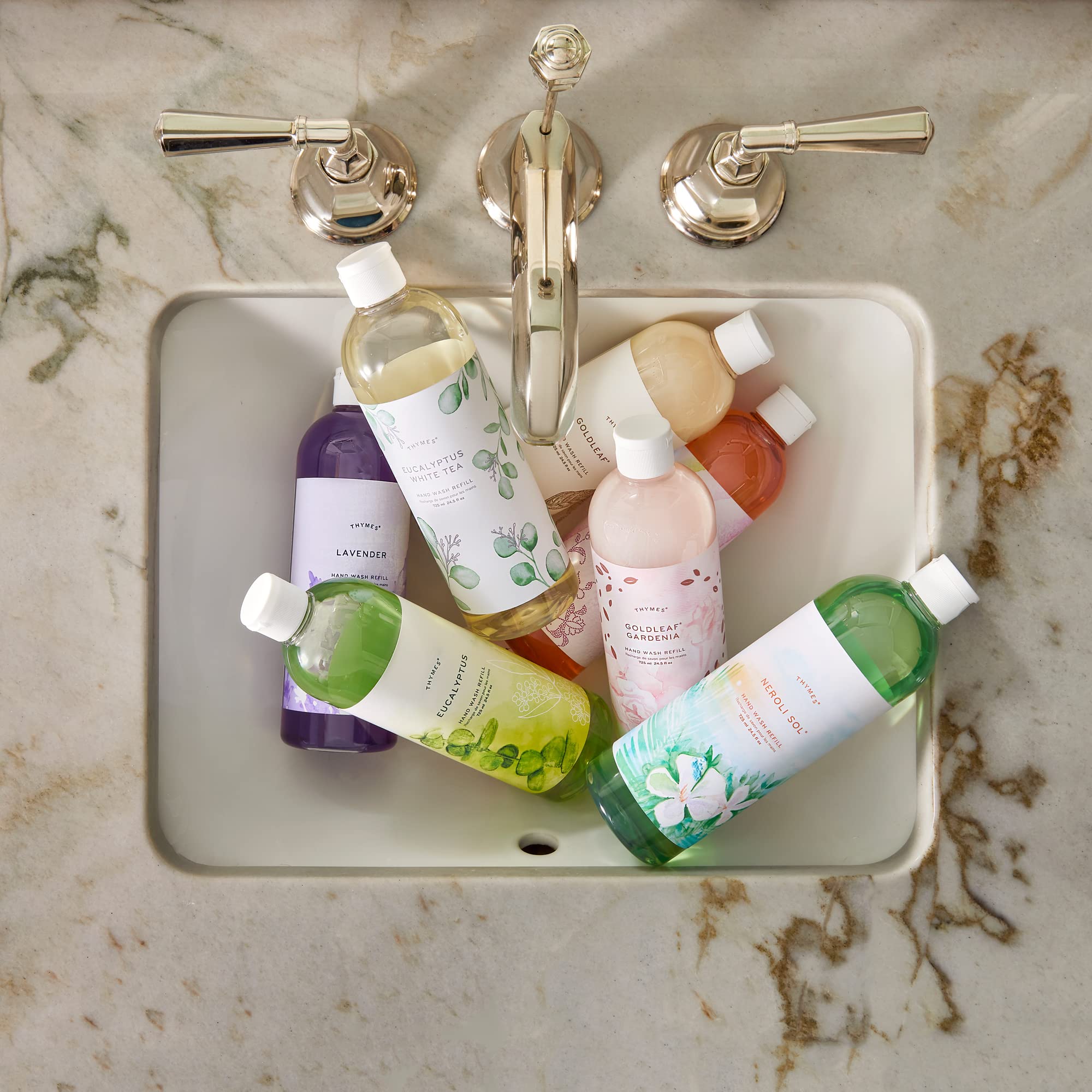 Thymes Goldleaf Gardenia Hand Wash Refill - Scented Liquid Hand Soap - Nourishing And Lightly Scented, Ideal For Daily Cleansing
