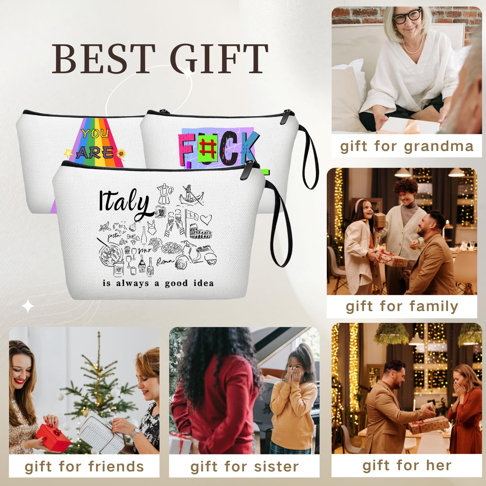 Seamoon Travel Gifts,Friend Gifts,Sister Birthday Gift Ideas,Unique Gifts For Women,Womens Birthday Gifts,Small Cosmetic Bag Wit