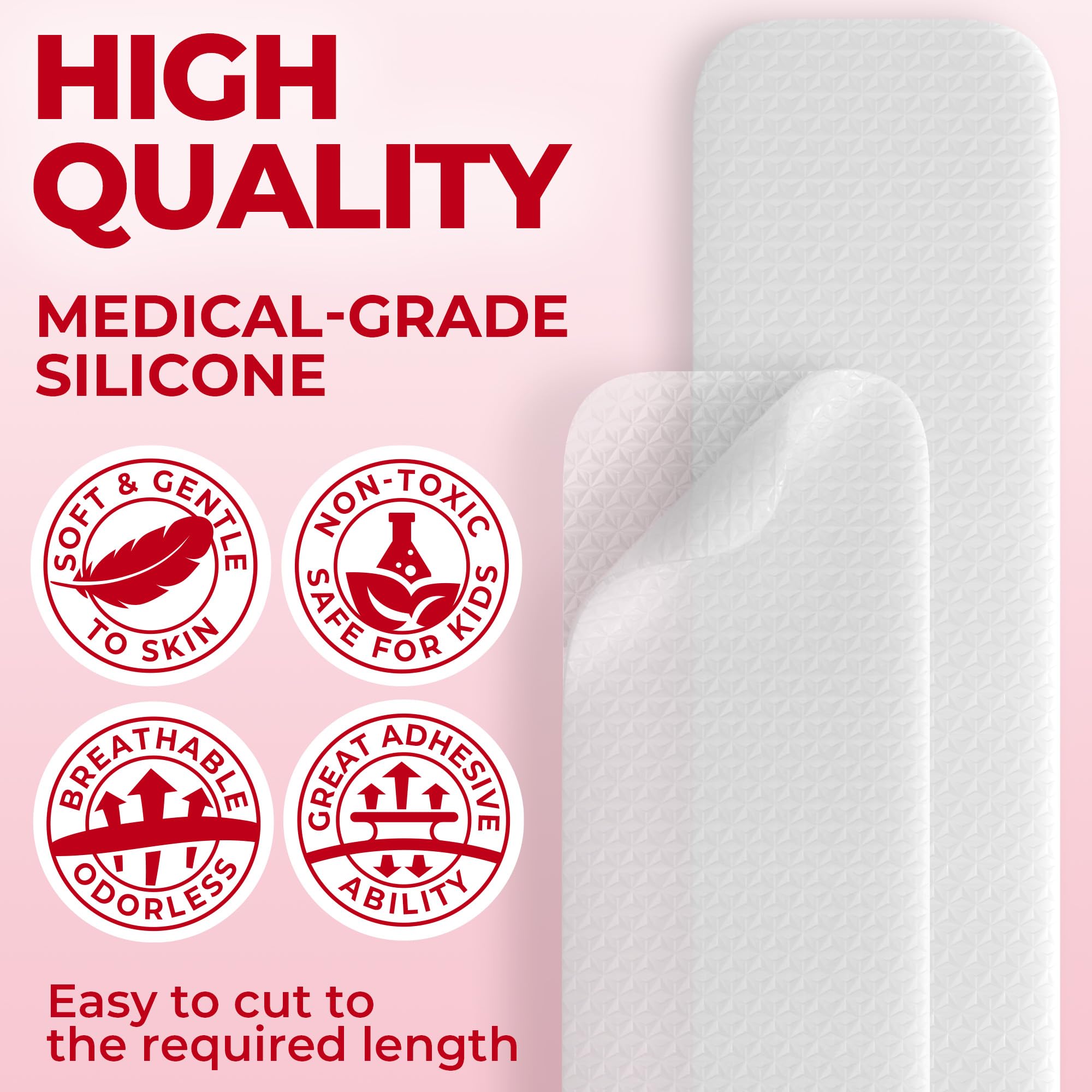 Medical Grade Silicone Scar Sheets - Transparent - 6Pk (7   X1.6   ) - Visible Difference On C-Section Scars - Reusable Silicone