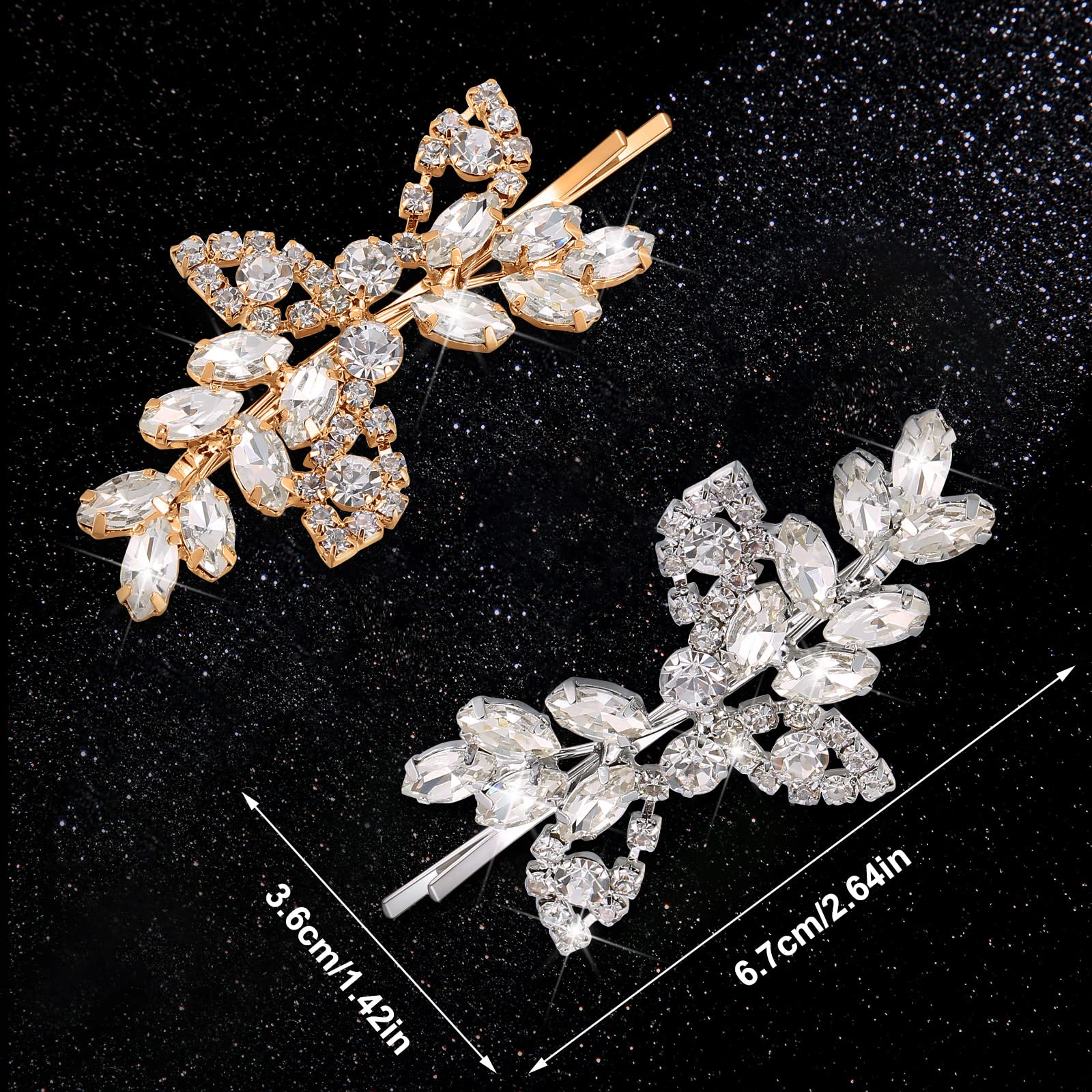 Waydress 4 Pieces Rhinestone Hair Clip Set, Leaf Wedding Hairpin Bride Pearl Crystal Hair Clips Rhinestone Barrette Elegant Brid
