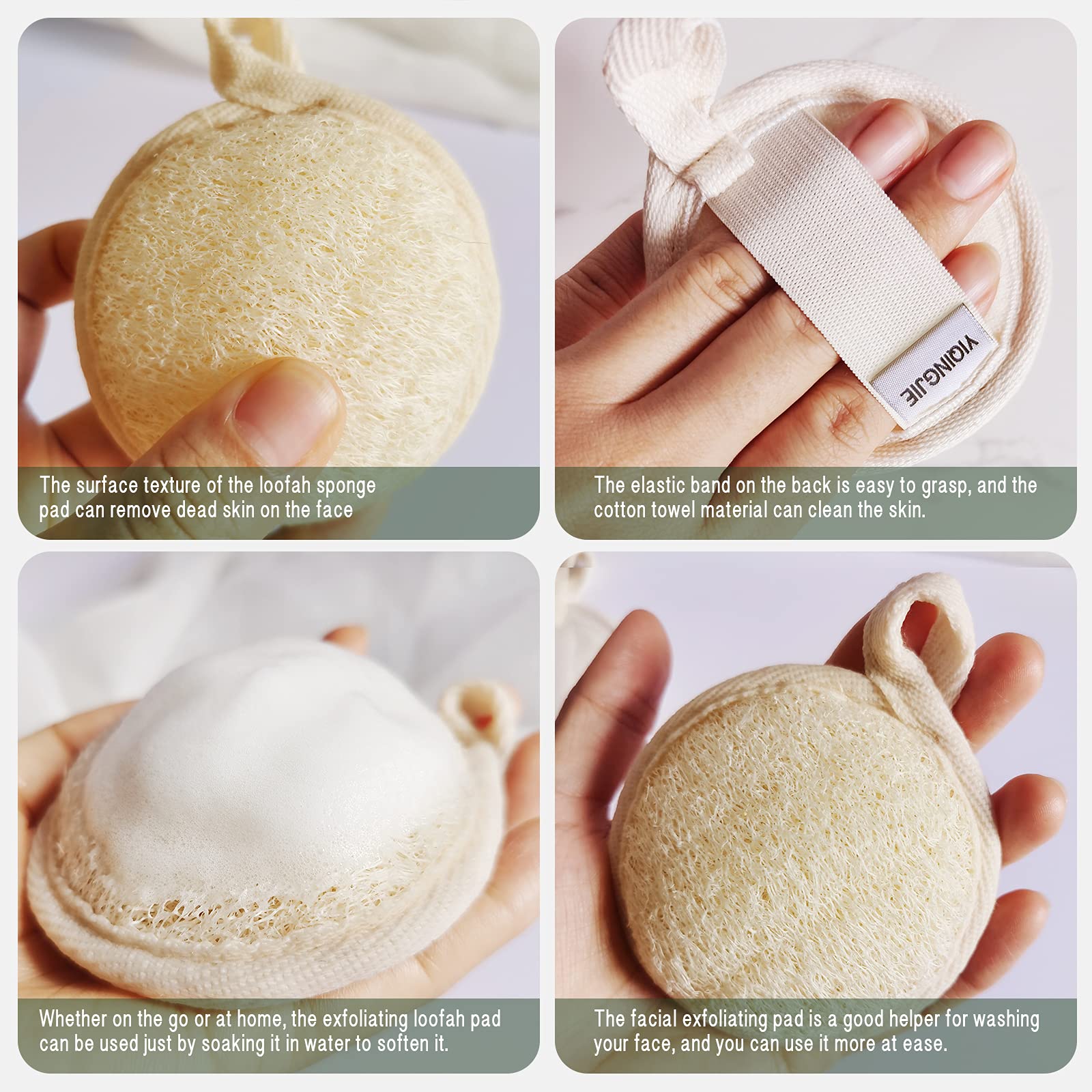 Face Exfoliating Loofah Pad Scrubber, Manual Facial Cleansing And Makeup Remover Brush 6 Pieces, Natural Loofa Sponge Pads Massa