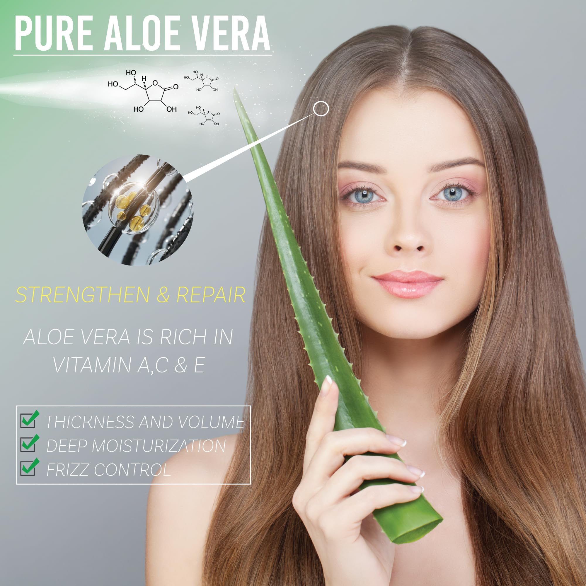 Aloe Vera Gel For Face & Hair Care, Freshly Cut 100% Pure Aloe - Premium Quality, Usa Grown, Vegan, Unscented - Natural Sunburn
