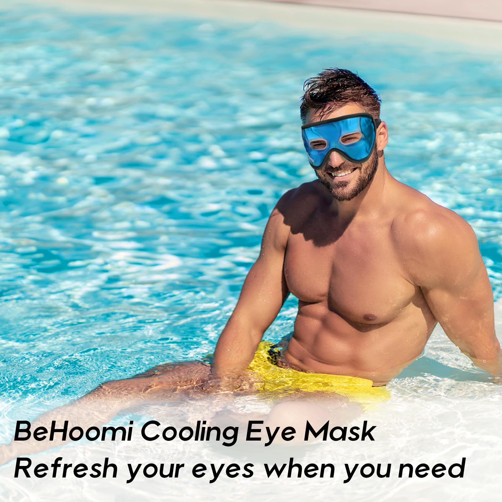 Behoomi Cooling Eye Mask, Gel Eye Mask With Holes, Reusable Ice Mask, Cool Eye Ice Pack, Comfort Snug Fit, No Freeze, Cold Eye C