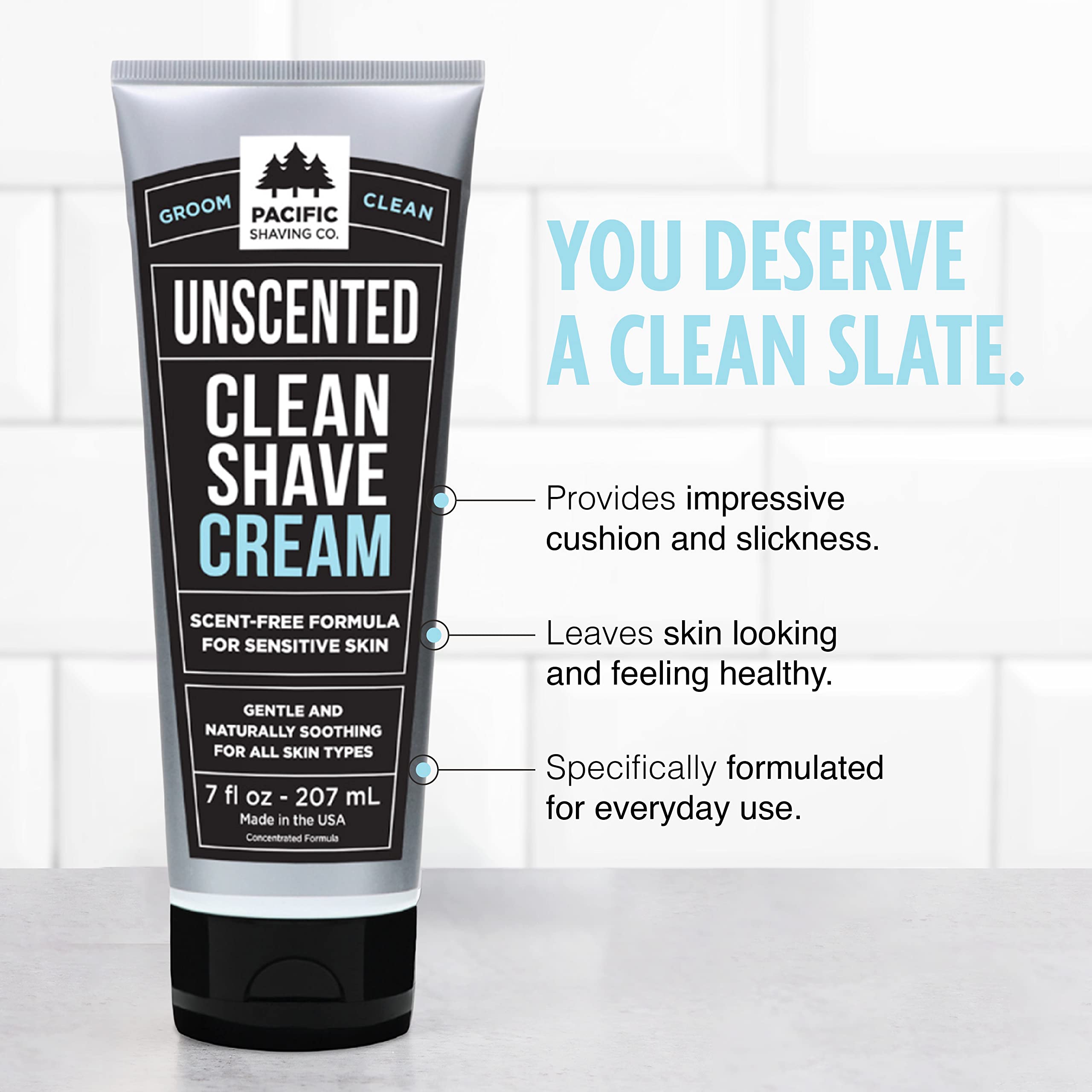 Pacific Shaving Company Clean Shaving Cream - Shea Butter + Vitamin E Shave Cream For Hydrated Sensitive Skin - Clean Formula Fo