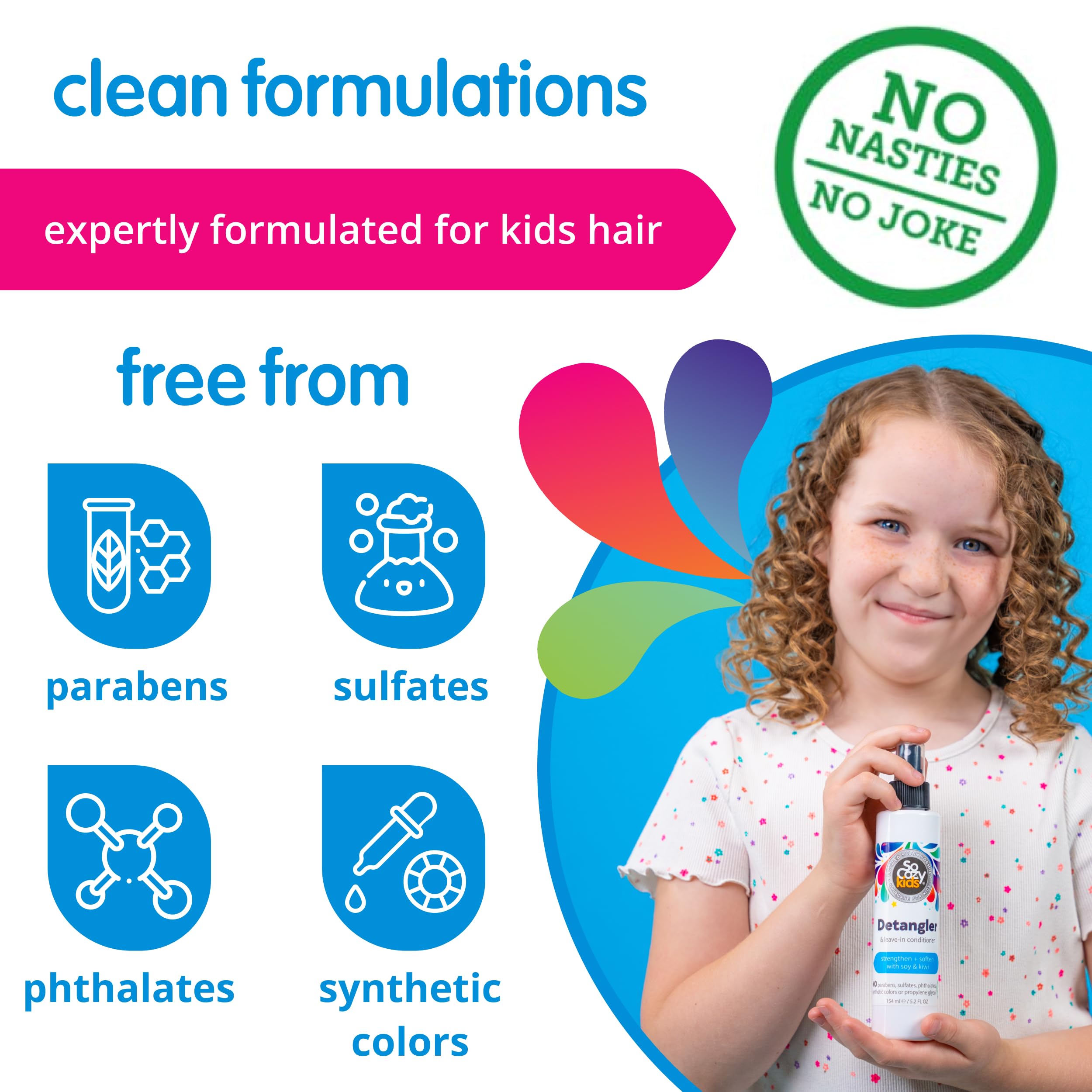 Socozy Detangler Leave-In Conditioner Spray For Kids Hair Strengthens And Softens, No Parabens, Sulfates, Synthetic Colors Or Dy