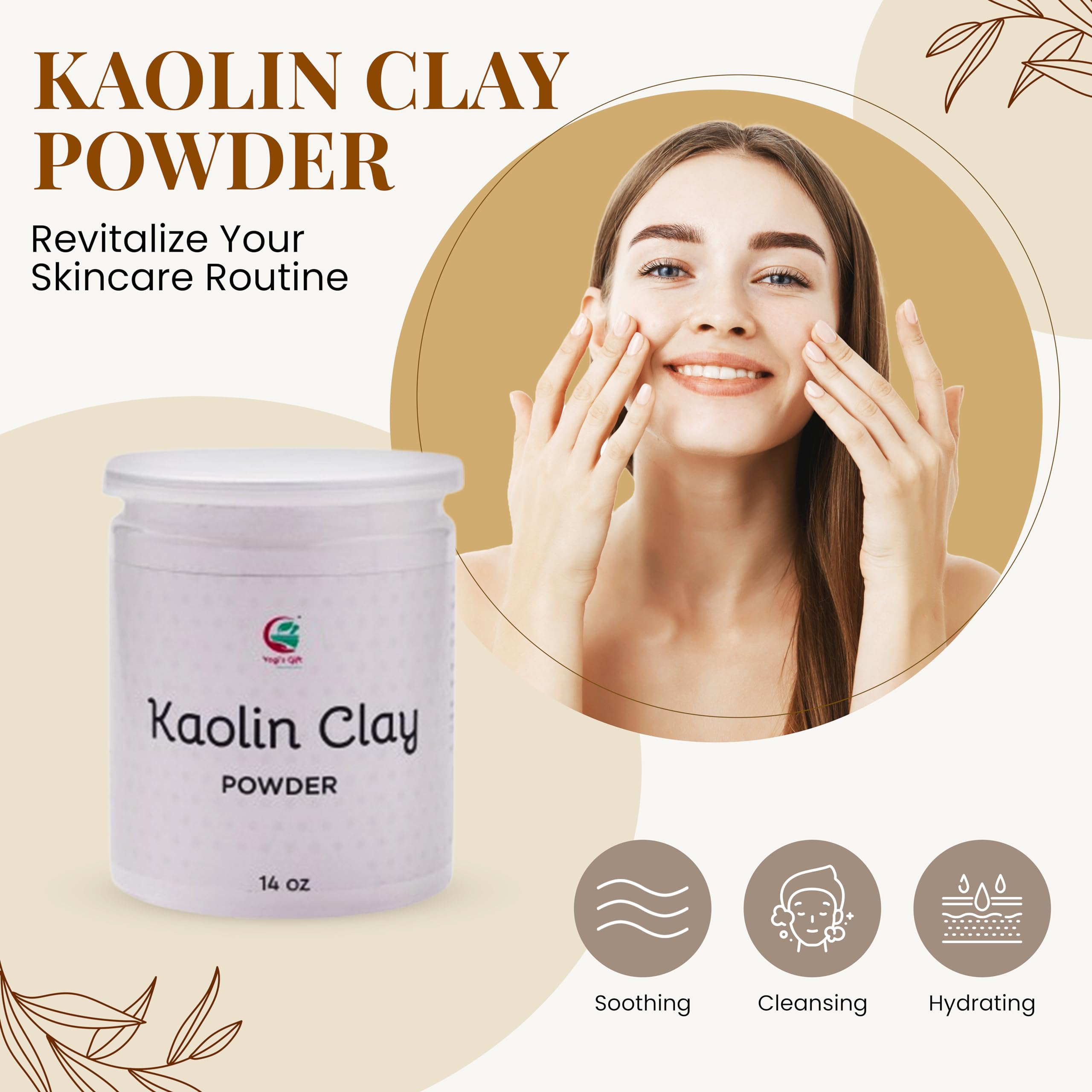 Kaolin Clay Powder | 14 Oz | White Clay For Soap Making, Face Cleansing And Oily Skin | By Yogi'S Gift