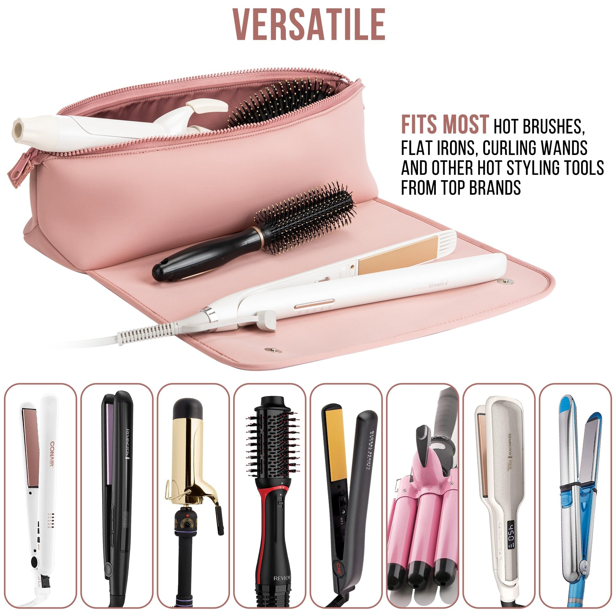 Barefoot Caribou Hair Tools Travel Bag And Heat Resistant Mat For Flat Irons, Straighteners, Curling Iron, And Haircare Accessor