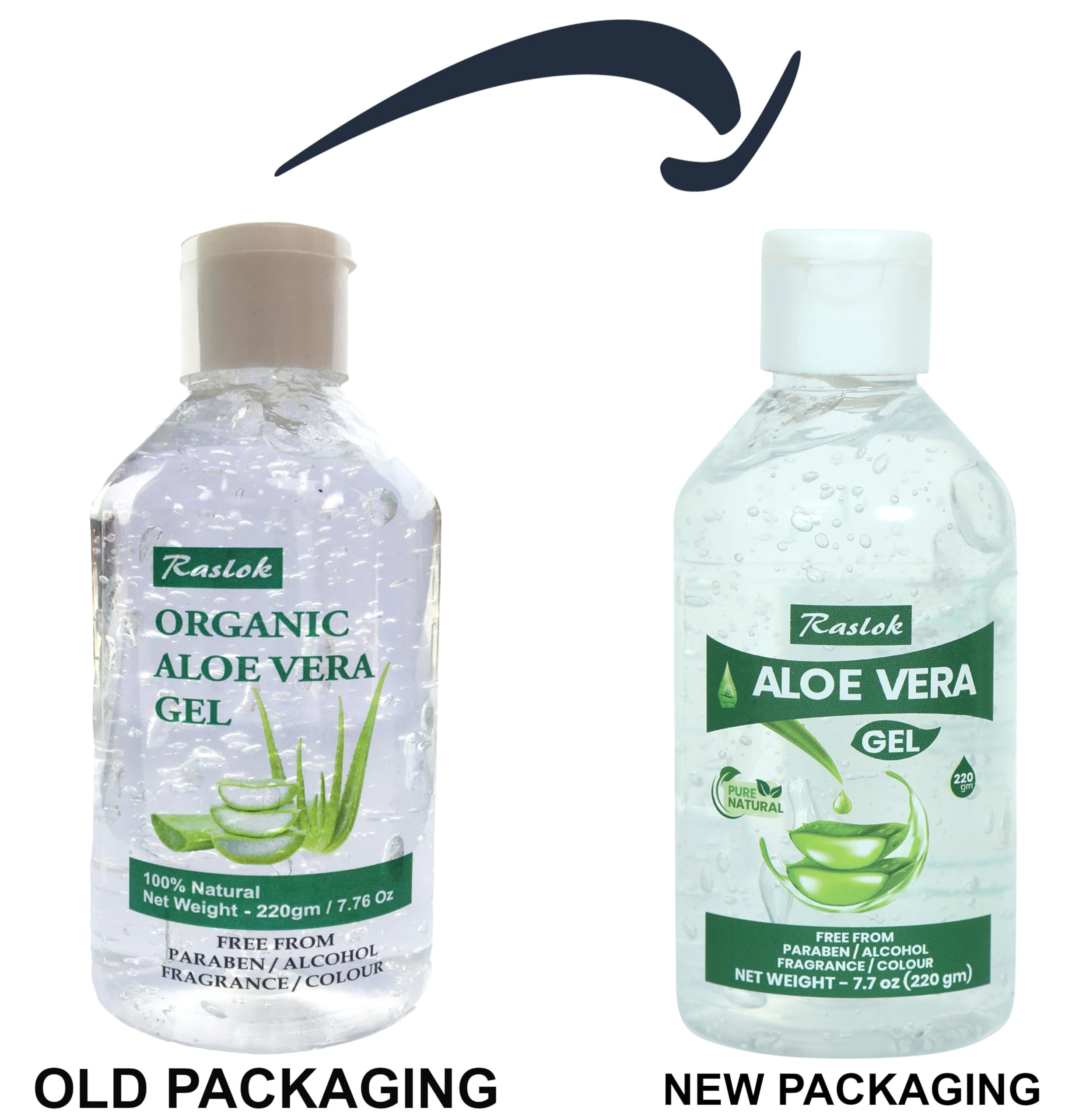 Raslok Aloe Vera Gel | 100% Pure Natural Aloe Gel For Moisturizing Face Skin & Hair Care,Durable Moisturizing Hydrating Soothing