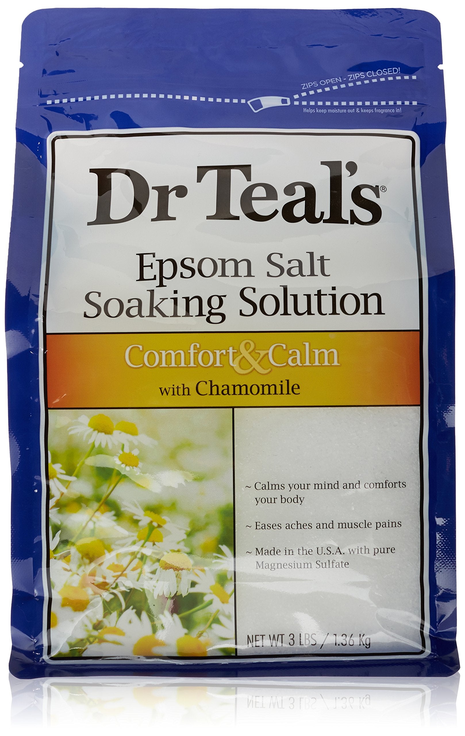 Dr Teal's Epsom Salt Soaking Solution, Chamomile, 48 Ounce(Packaging May Vary)