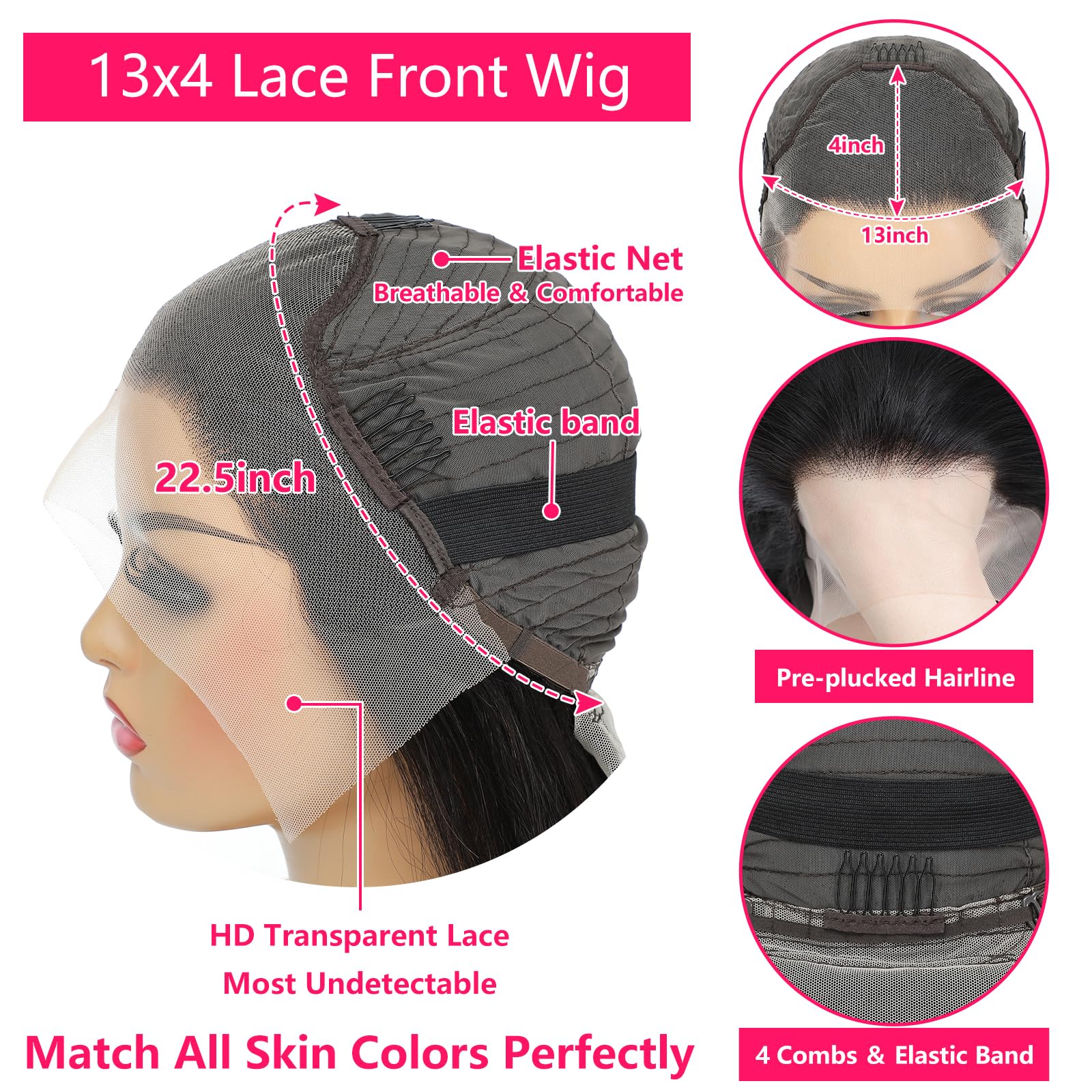 Tenacoo Straight Lace Front Wigs Human Hair 180% Density 13X4 Hd Transparent Lace Frontal Human Hair Wigs For Women 180% Density