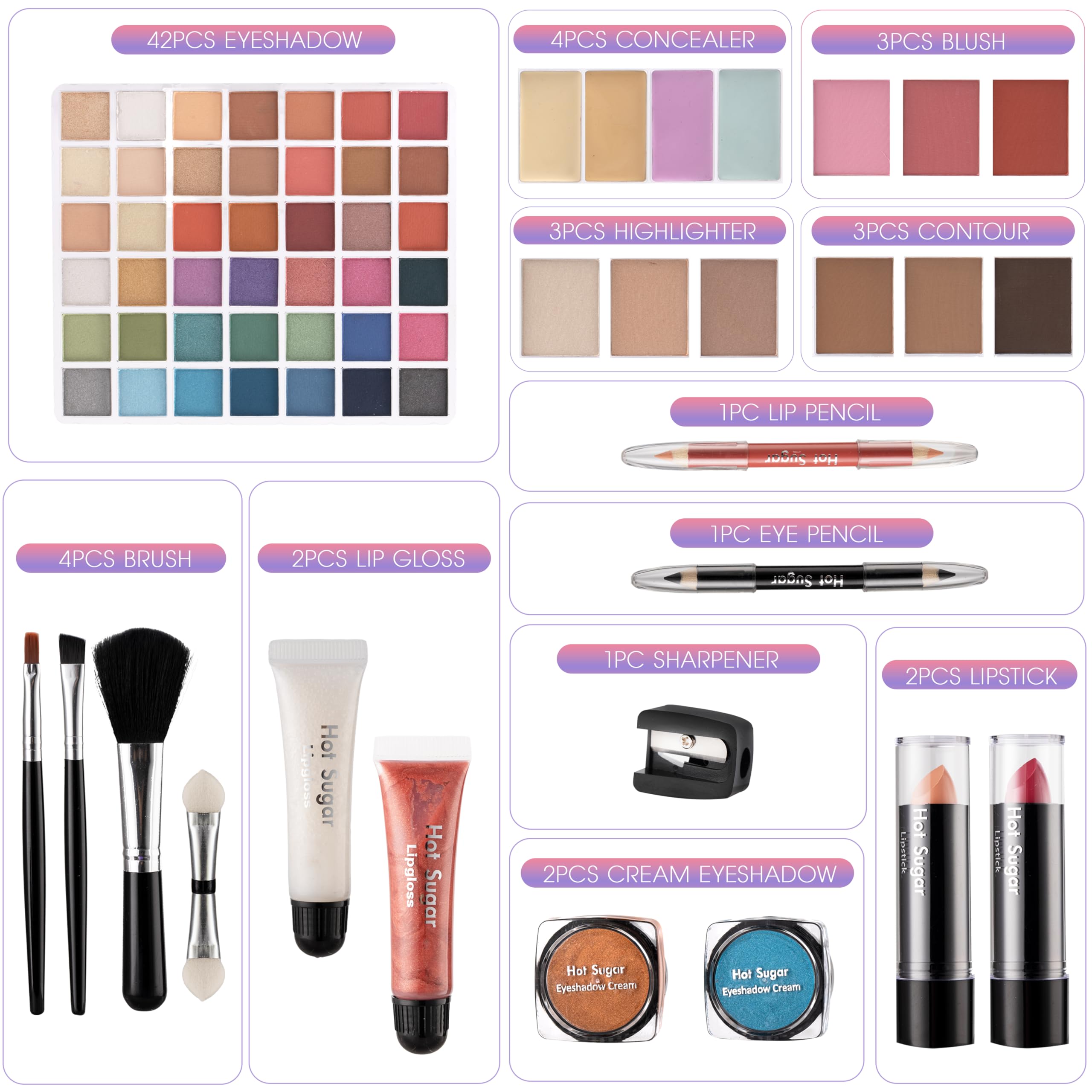 Hot Sugar Teen Makeup Kit For Girls 13-15, Kids Makeup Kit, Makeup Gift Set For Birthday Parties Makeovers & Christmas (Pink)