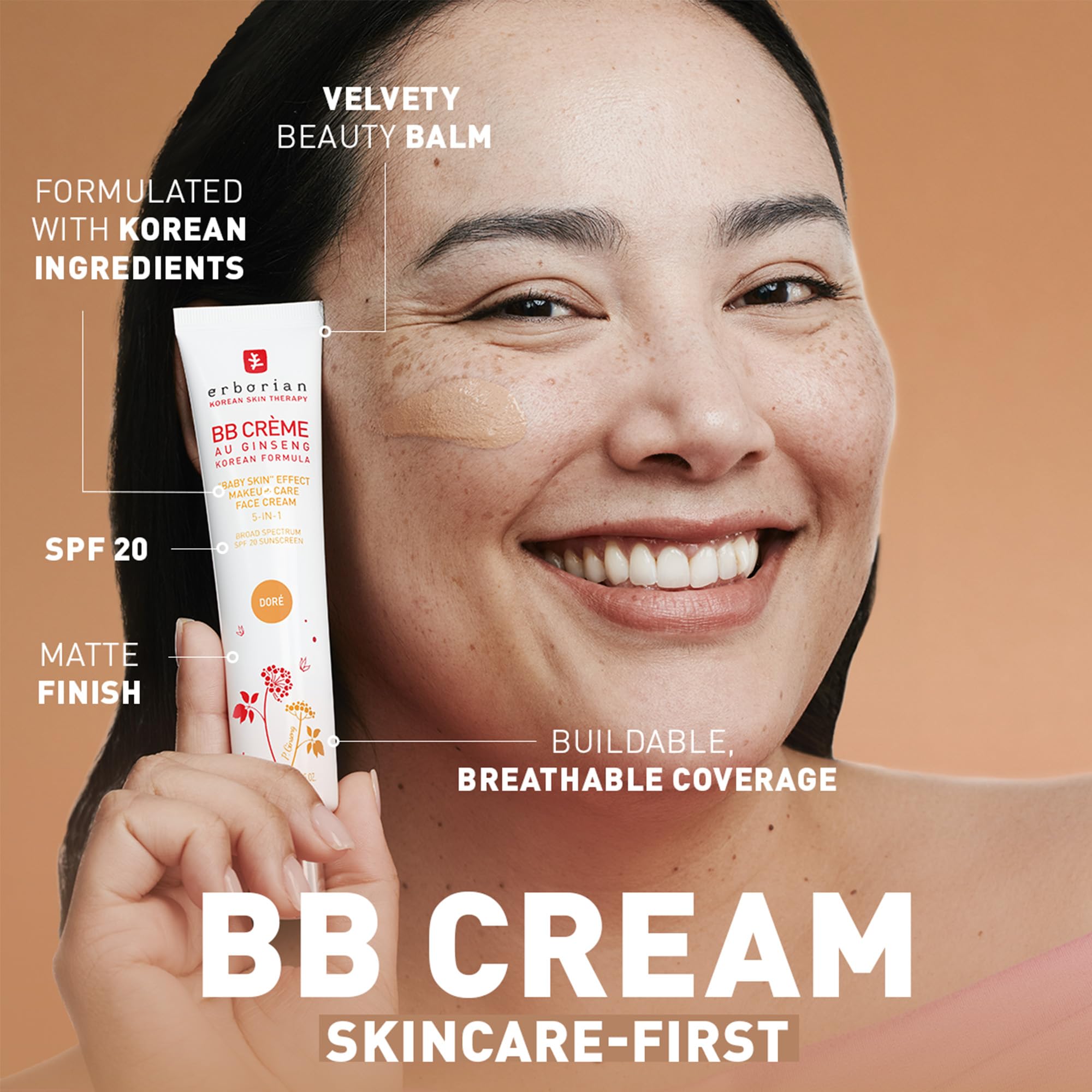 Erborian Bb Cream With Ginseng, Tan (Dore) - Lightweight Buildable Coverage With Spf 20 & Ultra-Soft Matte Finish Minimizes Pore