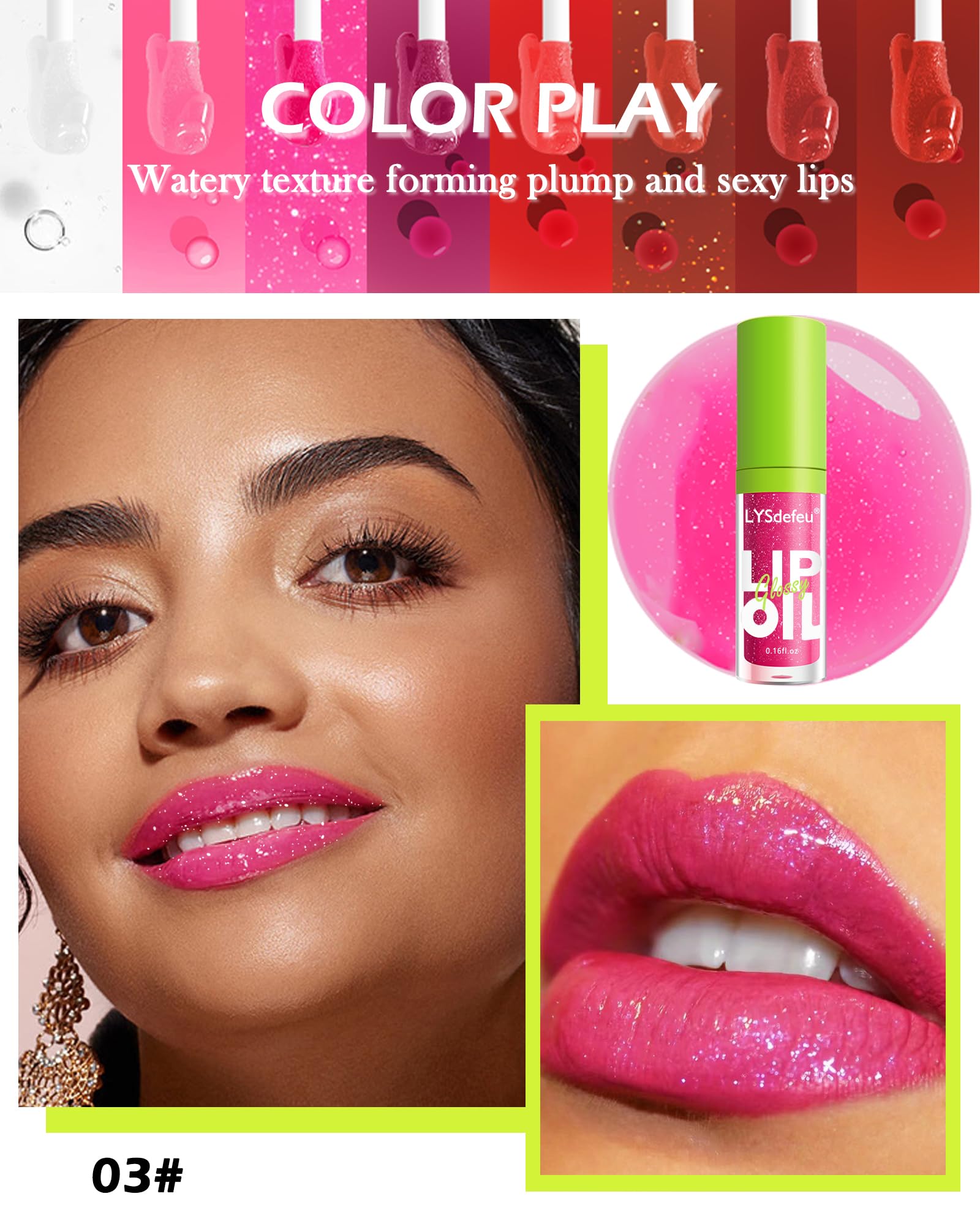 Lip Oil Lip Glaze-1Pcs Big Brush Head Hydrating Pink Lip Glow Oil,Shiny Transparent Lip Gloss Plumping,Long Lasting Non-Sticky C