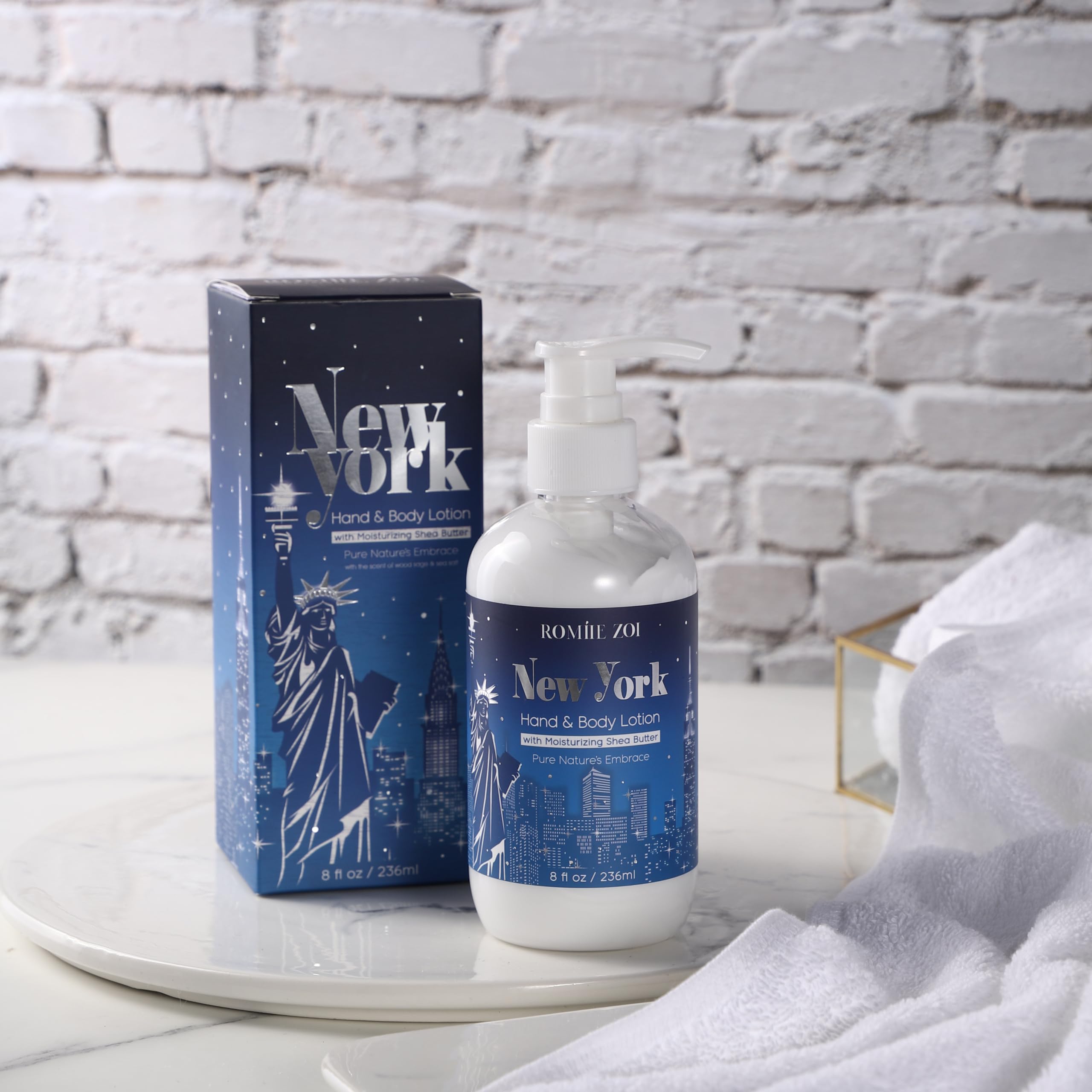 Romiie Zoi Daily Hand & Body Lotion With Moisturizing Shea Butter - New York With The Scent Of Wood Sage & Sea Salt - 236 Ml / 8
