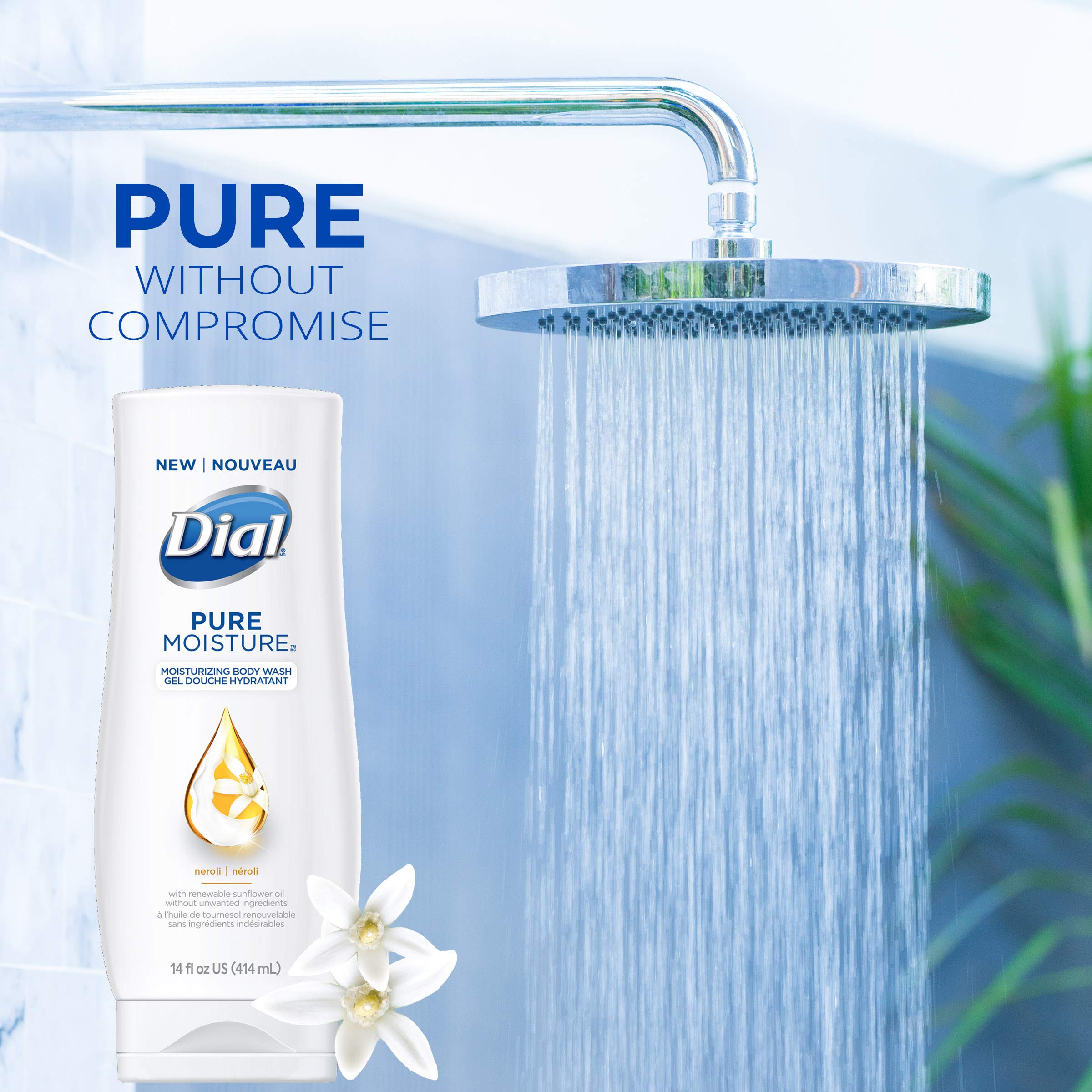 Dial Pure Moisture Body Wash, Neroli, 14 Ounce (Pack Of 4)