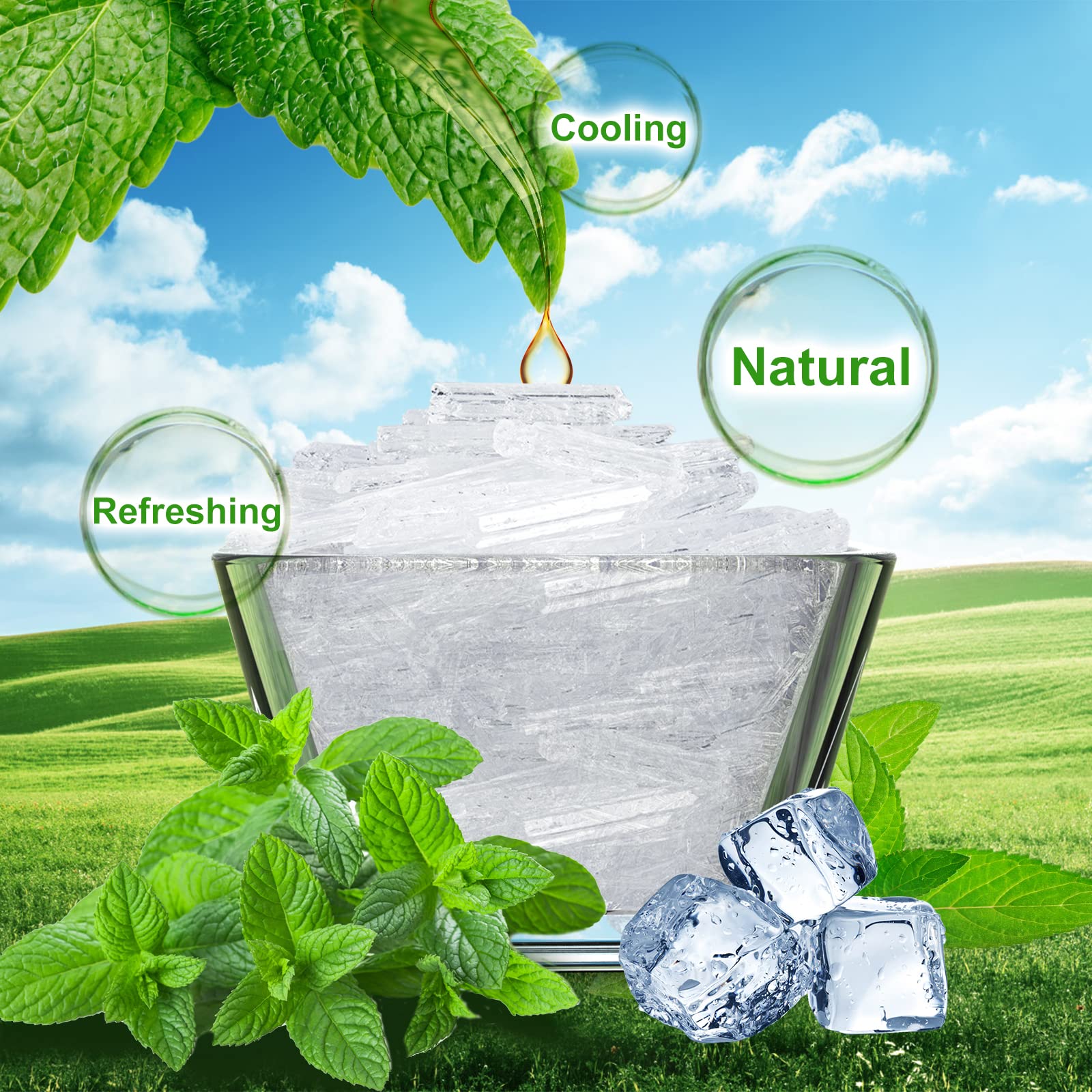 Viktairy Menthol Crystals Bulk 1Lb, 100% Pure Organic Mint Crystals | Great For Making Shower Steamers, Creams And Soaps