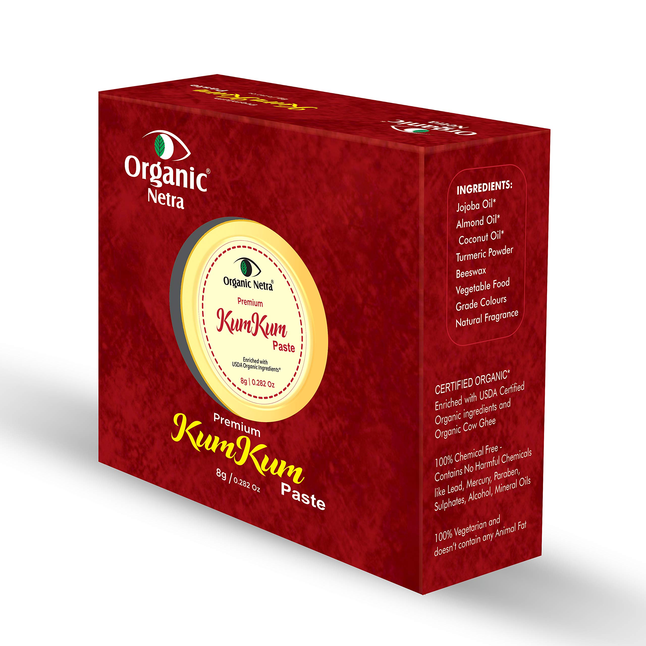 Organic Netra Sindoor/Kumkum Paste | Waterproof Long Lasting, Smudge Proof Sindoor | Pure And Natural Deep Maroon Colour, Long L
