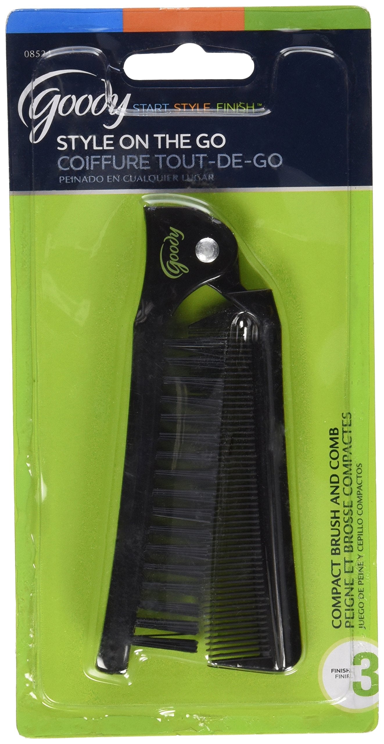 Goody 08524 Style On The Go Compact Brush And Comb Combo; Maintain Your Look On The Go; Perfect Size For Purse, Pocket Or Tote B