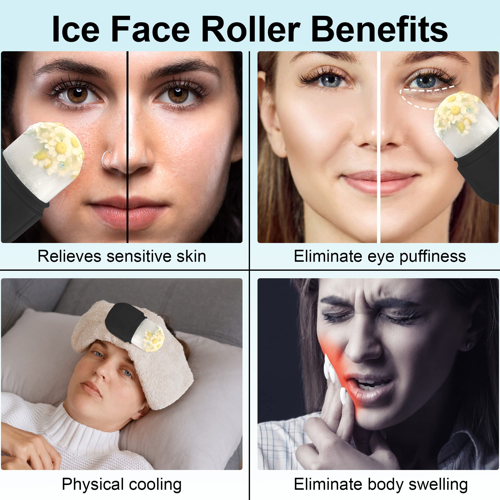 Ice Roller For Face And Eye, Upgrated Ice Face Roller, Ice Facial Cube,Facial Ice Roller Skin Care Tool For Eye Puffiness Relief