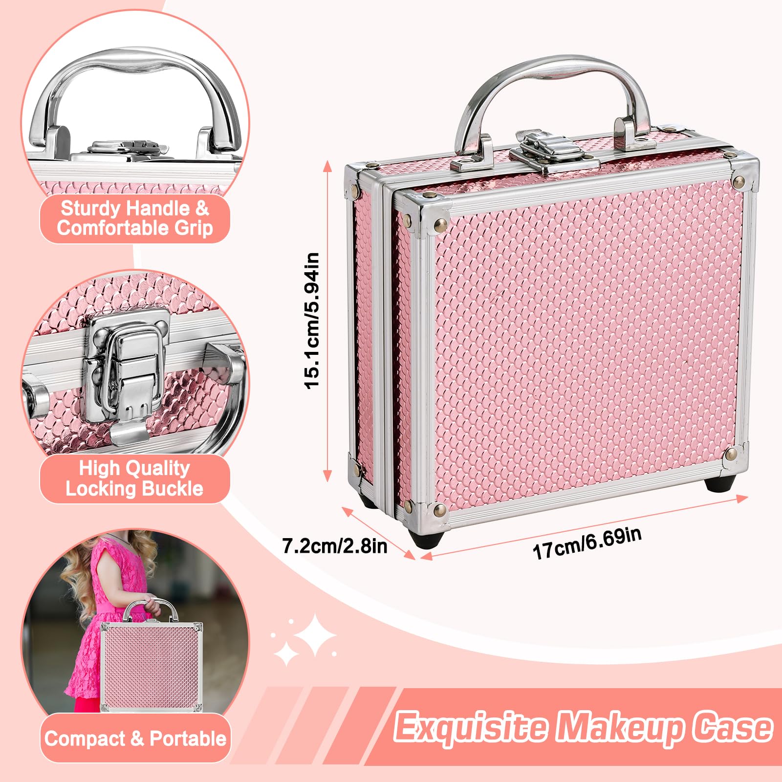Anpro All-In-One Makeup Carry Case With Pro Teen Makeup Set, Full Starter Cosmetics Kit With Makeup Brushes, Eye Shadows Palette