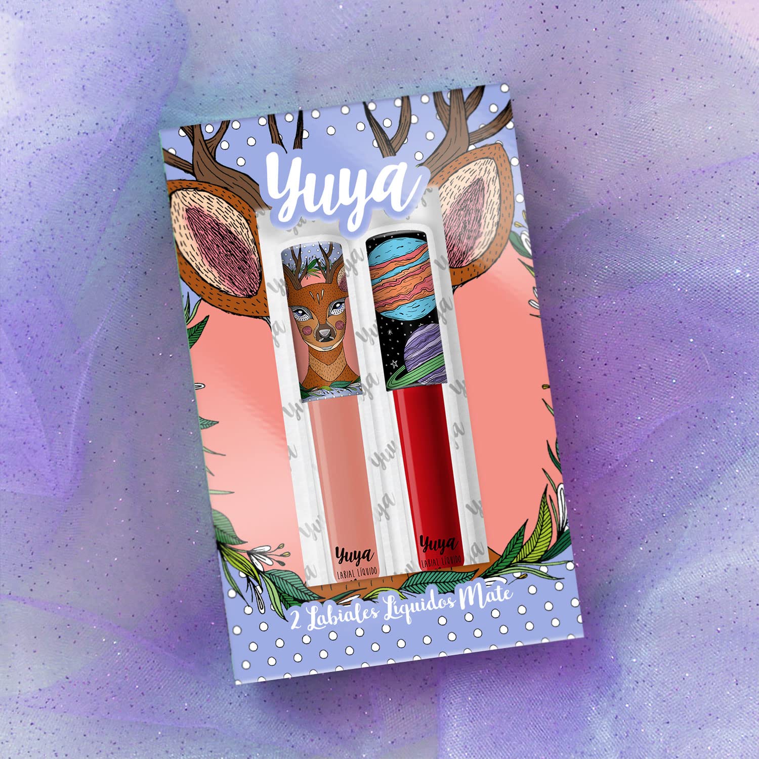 Yuya Cosmetics Republics Set Of 2 ''Bonita'' Liquid Lipsticks With Exclusive Distinctive Design On Cap, Sleek Matte Finish, Long