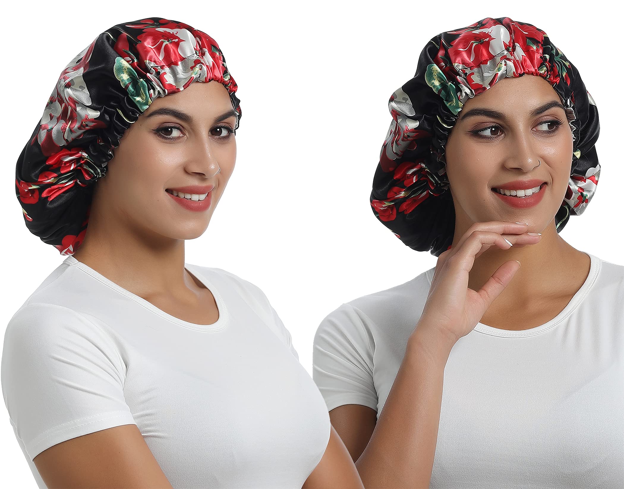 Saymre Satin Bonnet Silky Sleep Cap,Adjustable Hair Bonnet For Braids Curly Hair