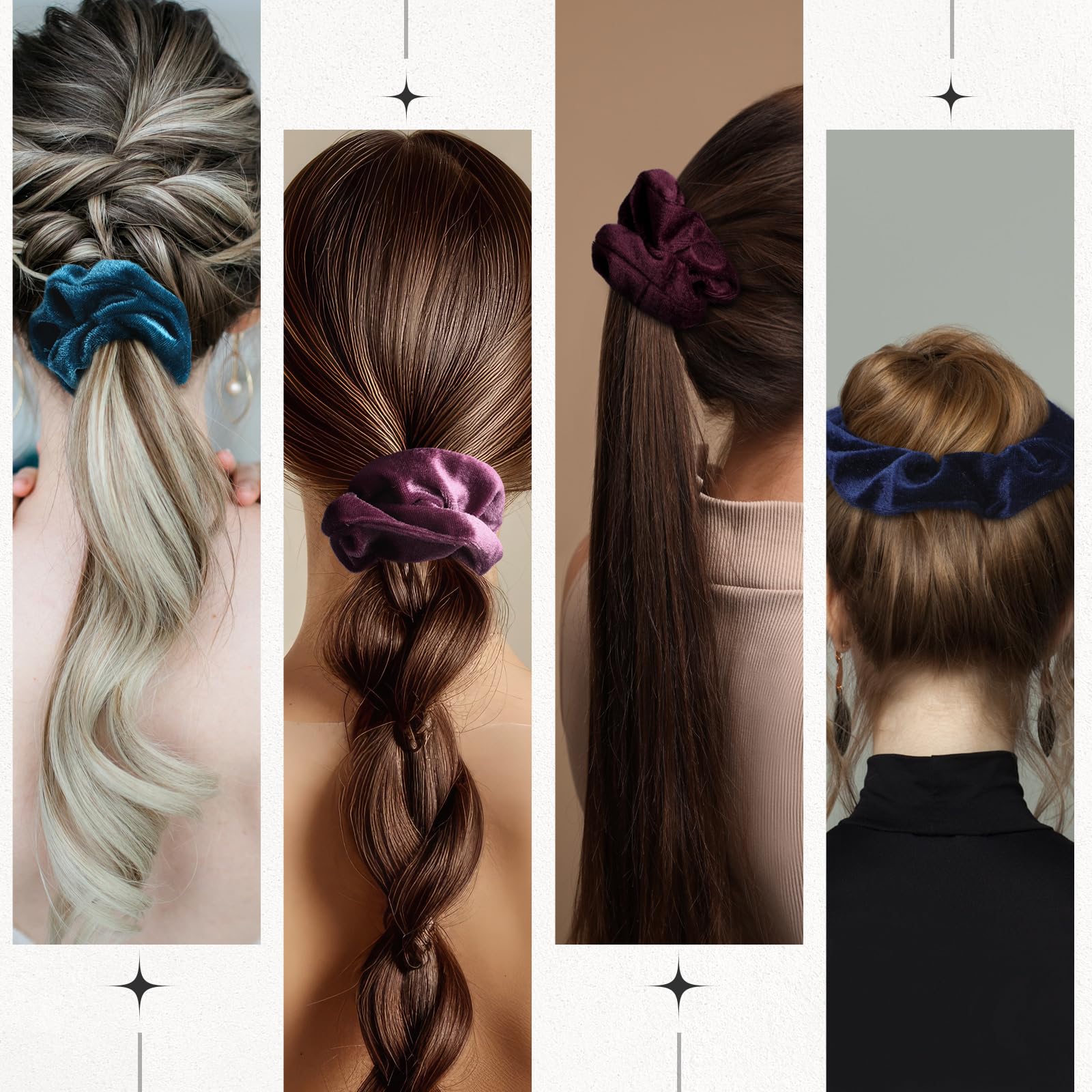 Bememo 28 Count Velvet Hair Ties, Soft Hair Bands Hair Accessories, Cute Colors Elastic Hair Scrunchies For Women Girls, Hair Ca
