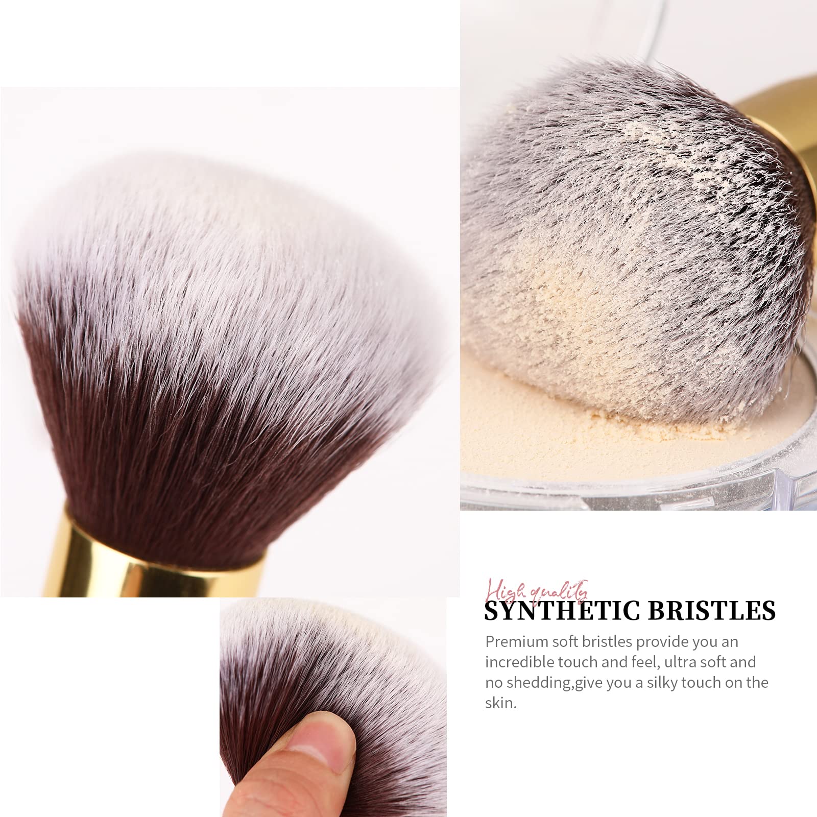 Ducare Makeup Brushes Duo End Foundation Powder Buffer And Contour Brush Synthetic Cosmetic Tools 2Pcs