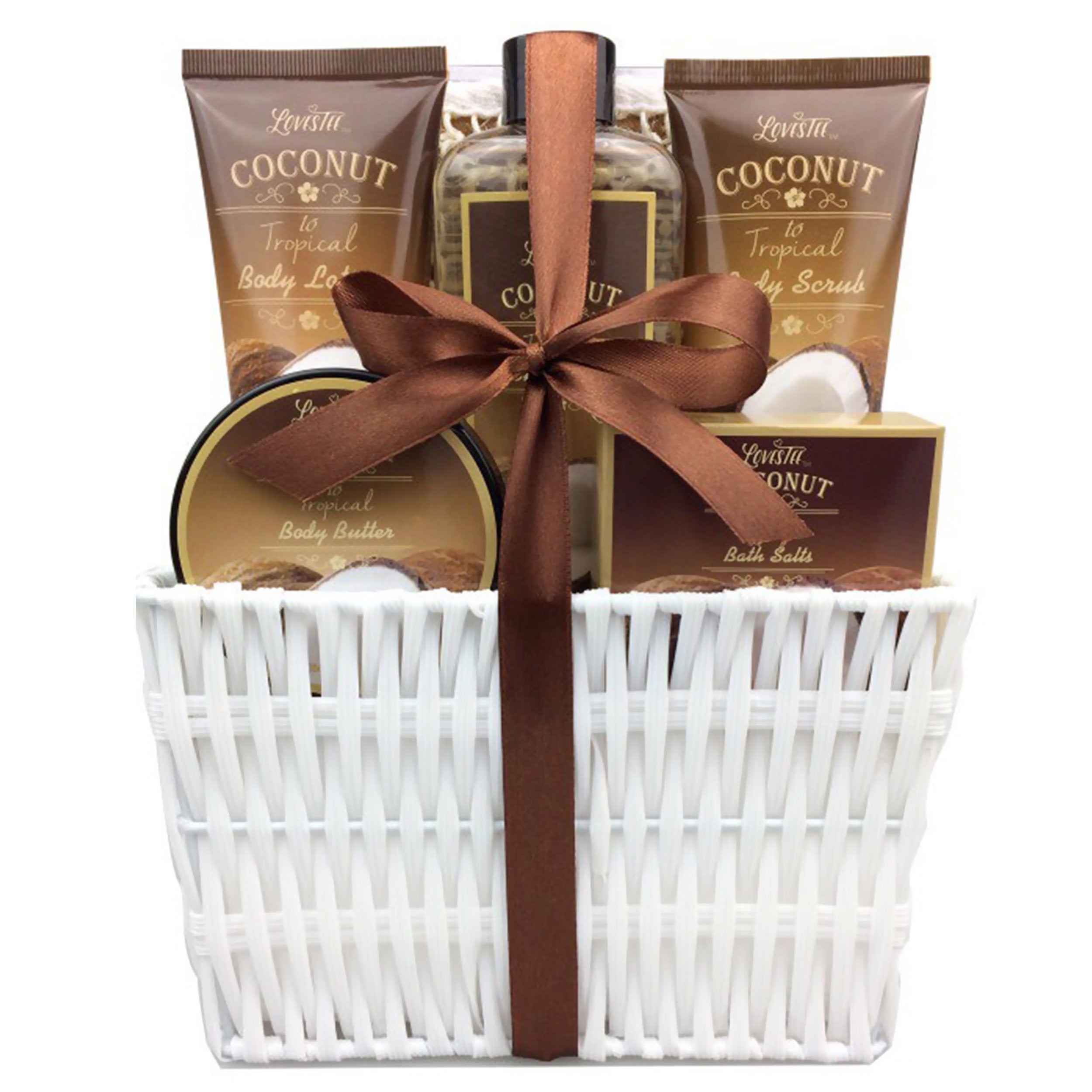 Spa Gift Baskets Bath And Body Set With Refreshing Coconut Fragrance Lovestee - Bath And Body Gift Set Includes Shower Gel Body