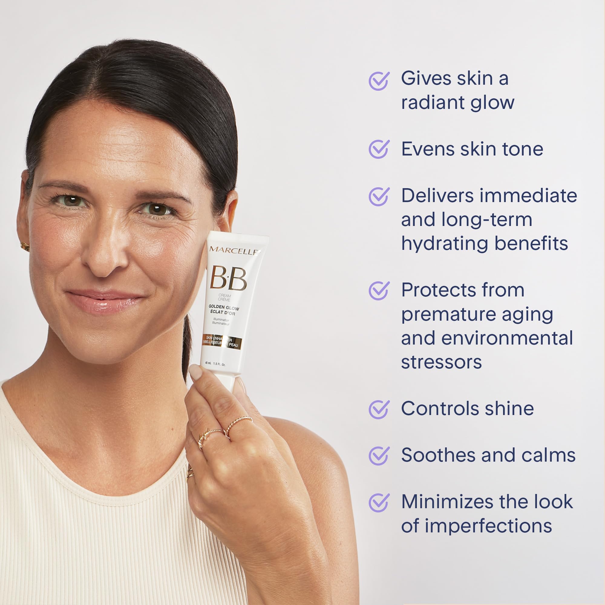 Marcelle Bb Cream Golden Glow, Universal Shade, Tinted Moisturizer, Skin Enhancer, Illuminator, Beauty Balm, Non-Comedogenic, Pa