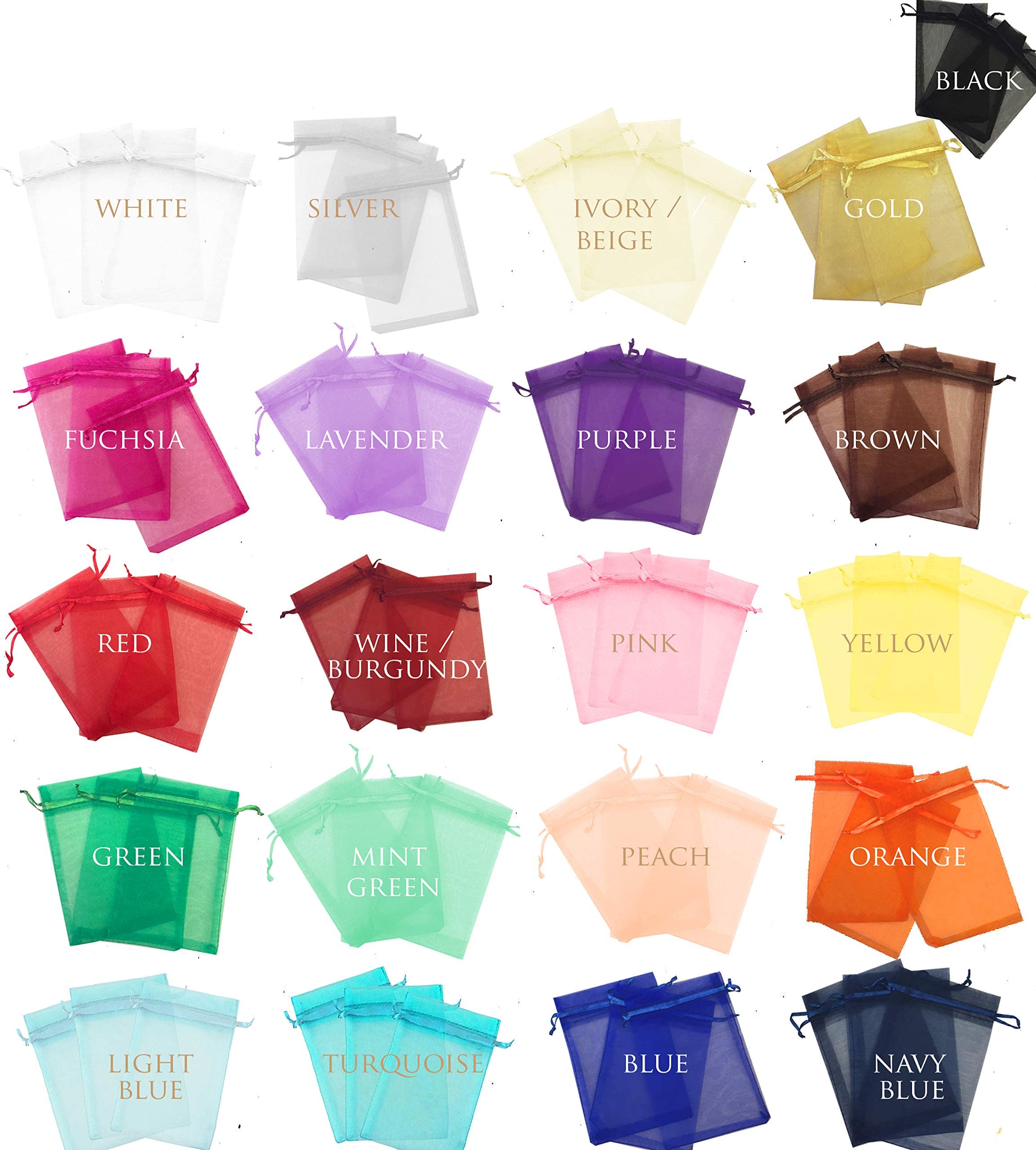 50 Pcs Mixed colors (chosen by Random) 4x6 Sheer Drawstring Organza Bags Jewelry Pouches Wedding Party Favor gift Bags gift Bags