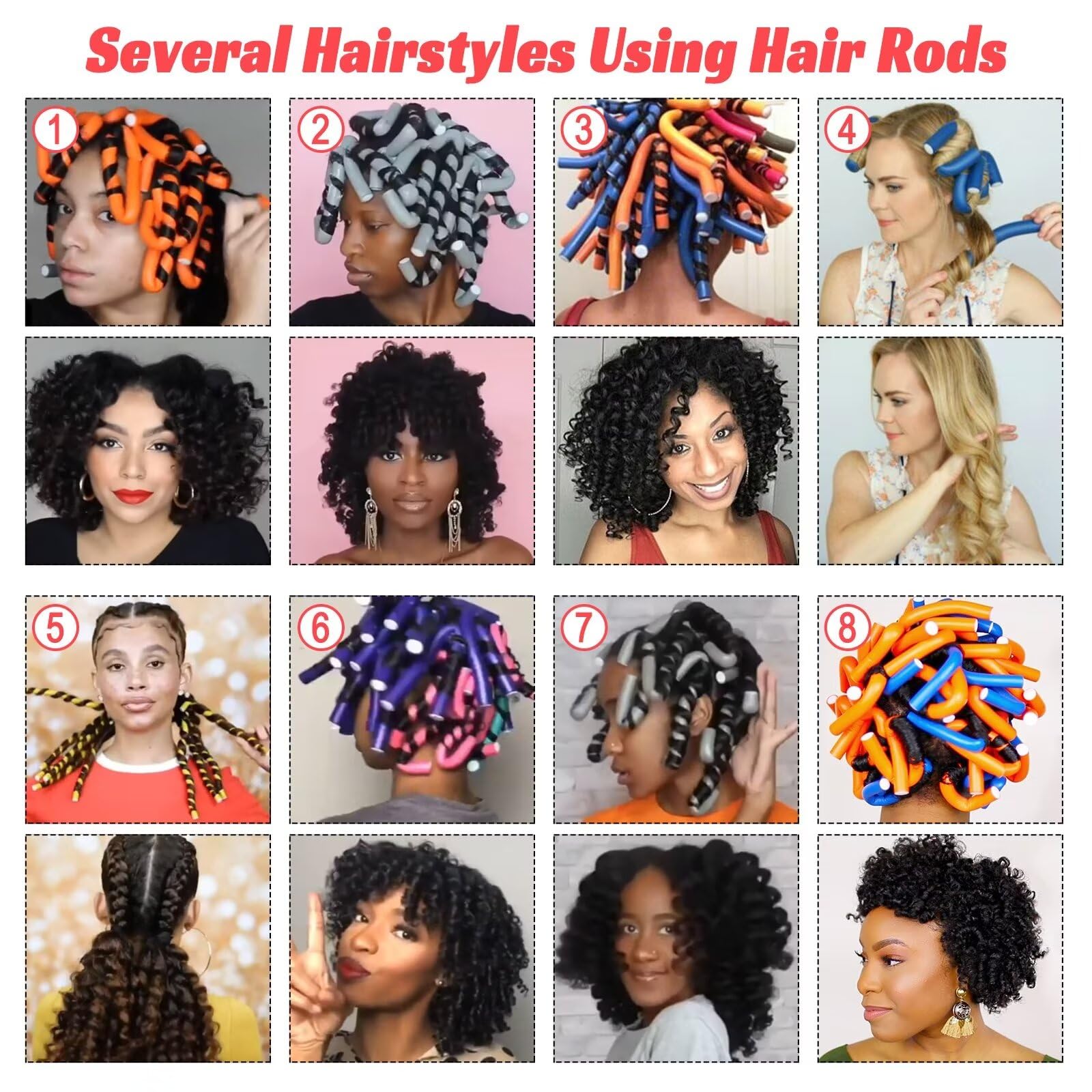 Royota 30Pcs 9.45'' Flexible Curling Rods,Heatless Twist Soft Foam Hair Rollers Home Use For Women Girls Long And Short Hair To