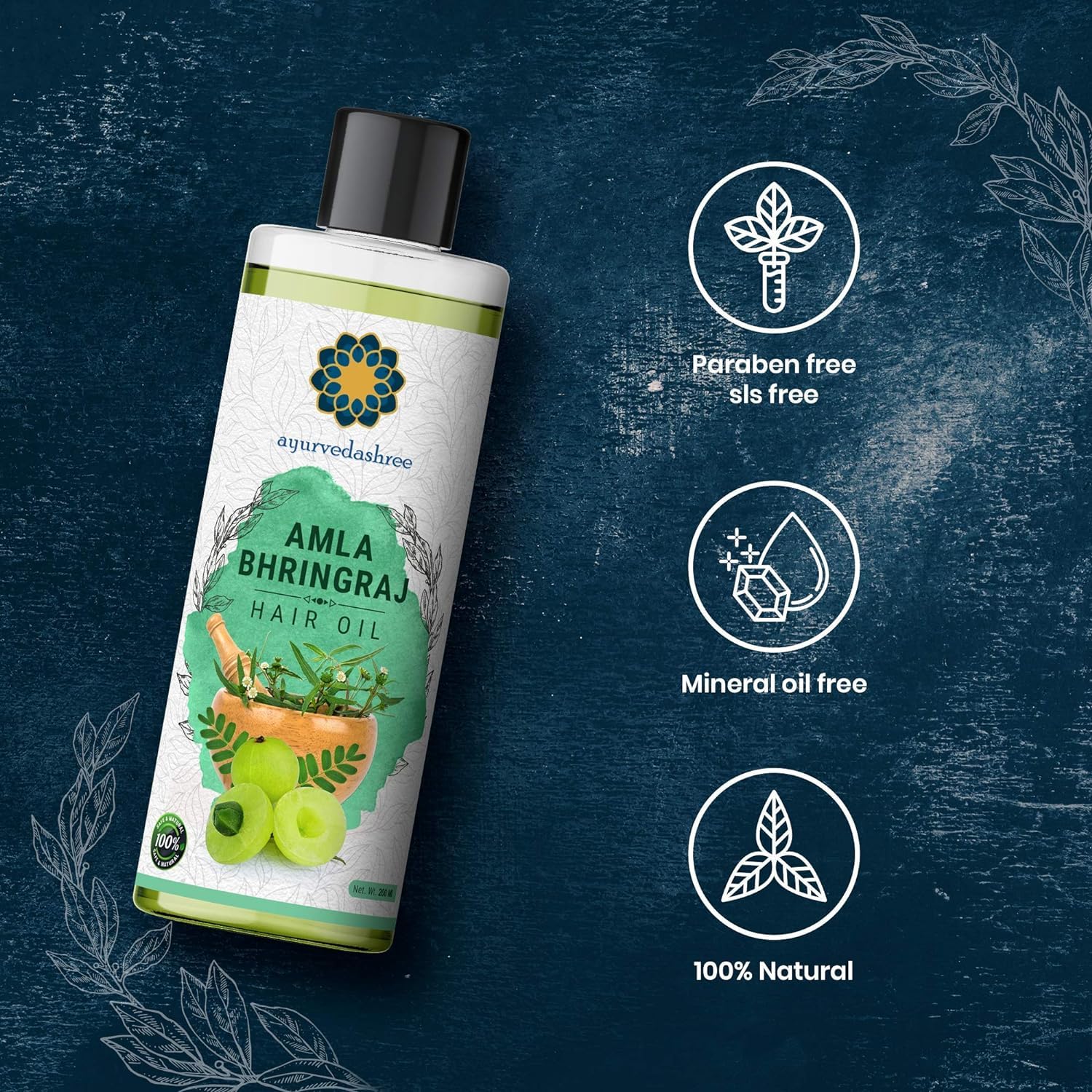 Ayurvedashree Hair Oil, 200 Ml With Amla , Bhringraj , Brahmi , Methi , Shikakai , Neem , Henna , Pine , Clove , Eucalyptus & Ci