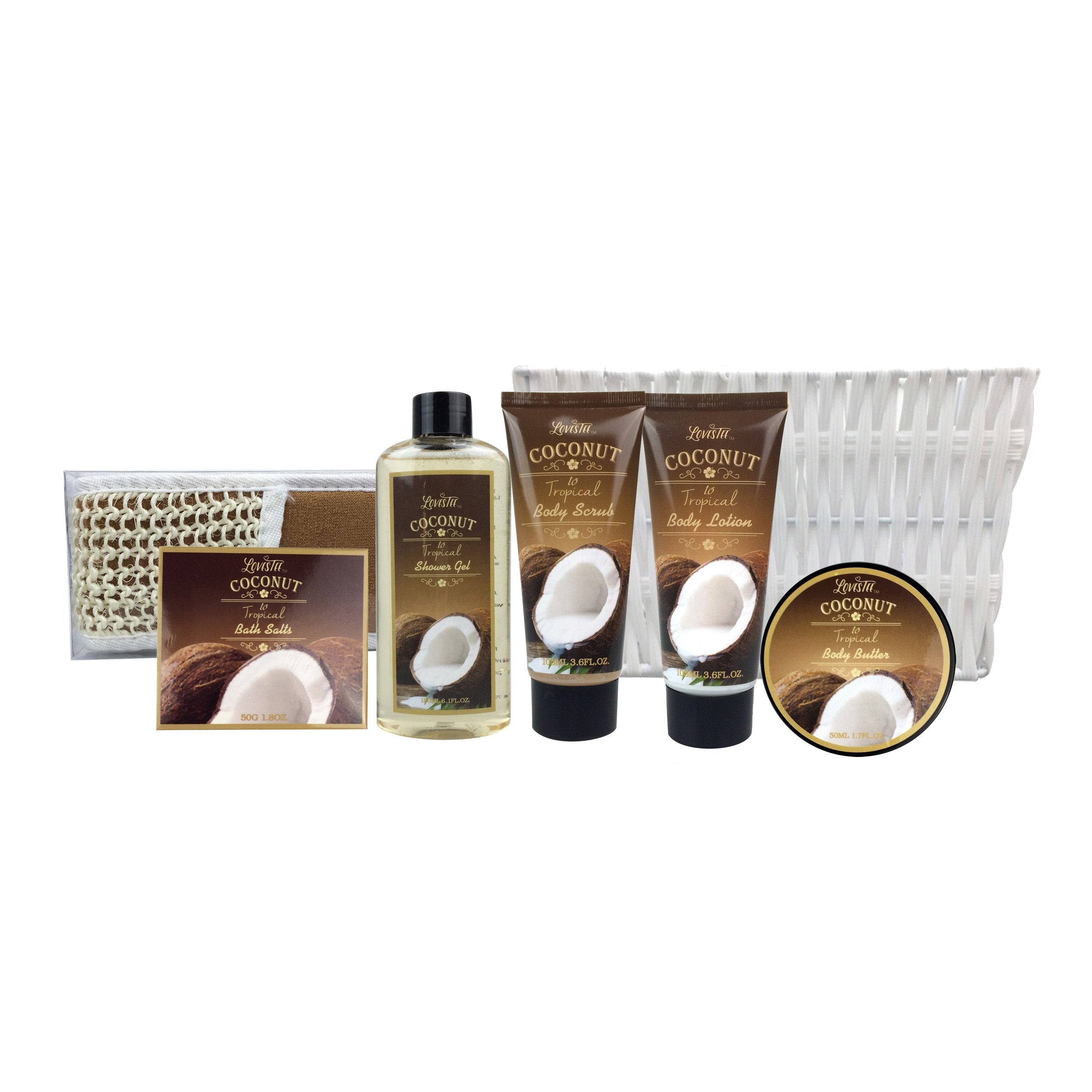 Spa Gift Baskets Bath And Body Set With Refreshing Coconut Fragrance Lovestee - Bath And Body Gift Set Includes Shower Gel Body