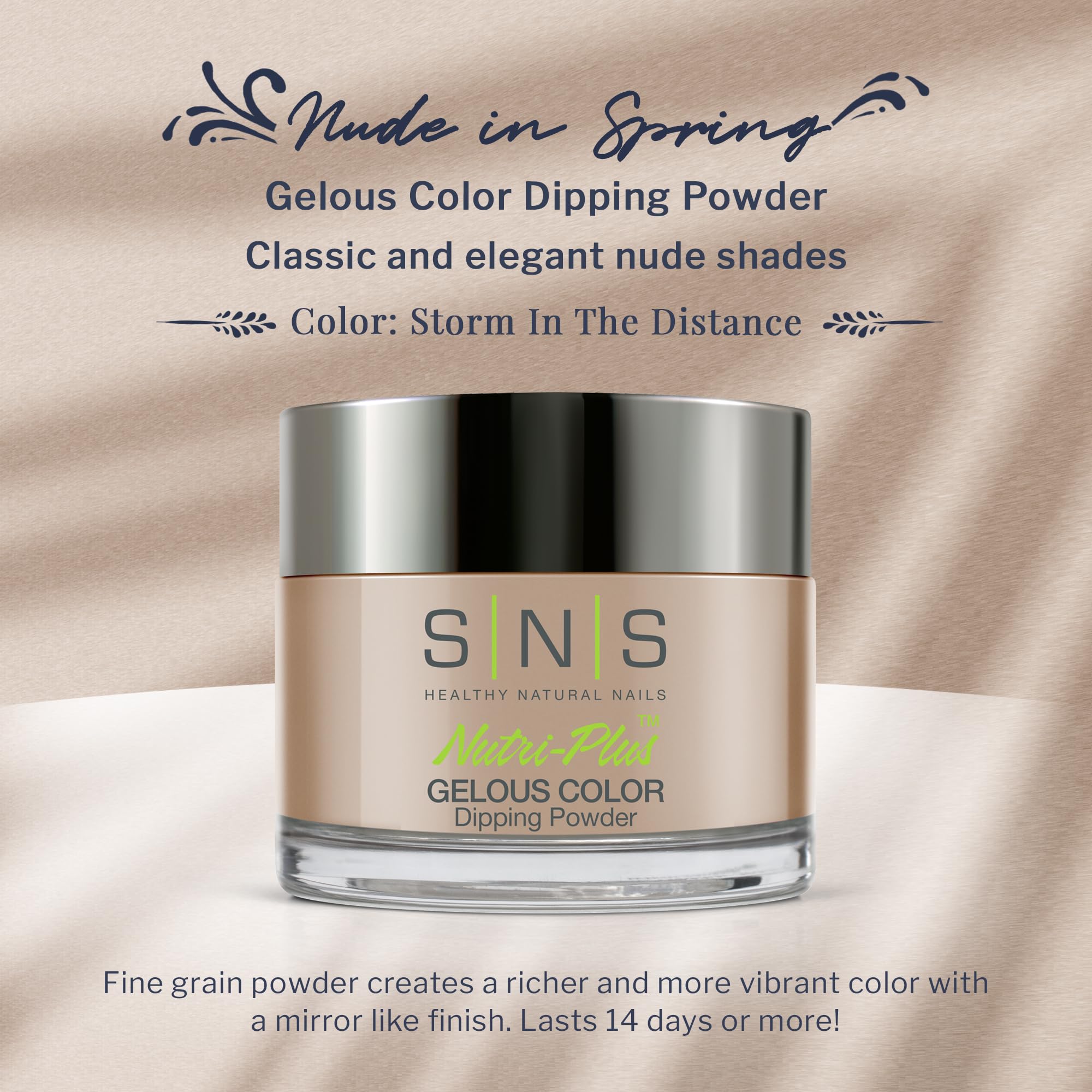 Sns Nail Dip Powder, Gelous Color Dipping Powder - Storm In The Distance (Natural, Nudes/Beige, Taupe, Shimmer) - Long-Lasting D