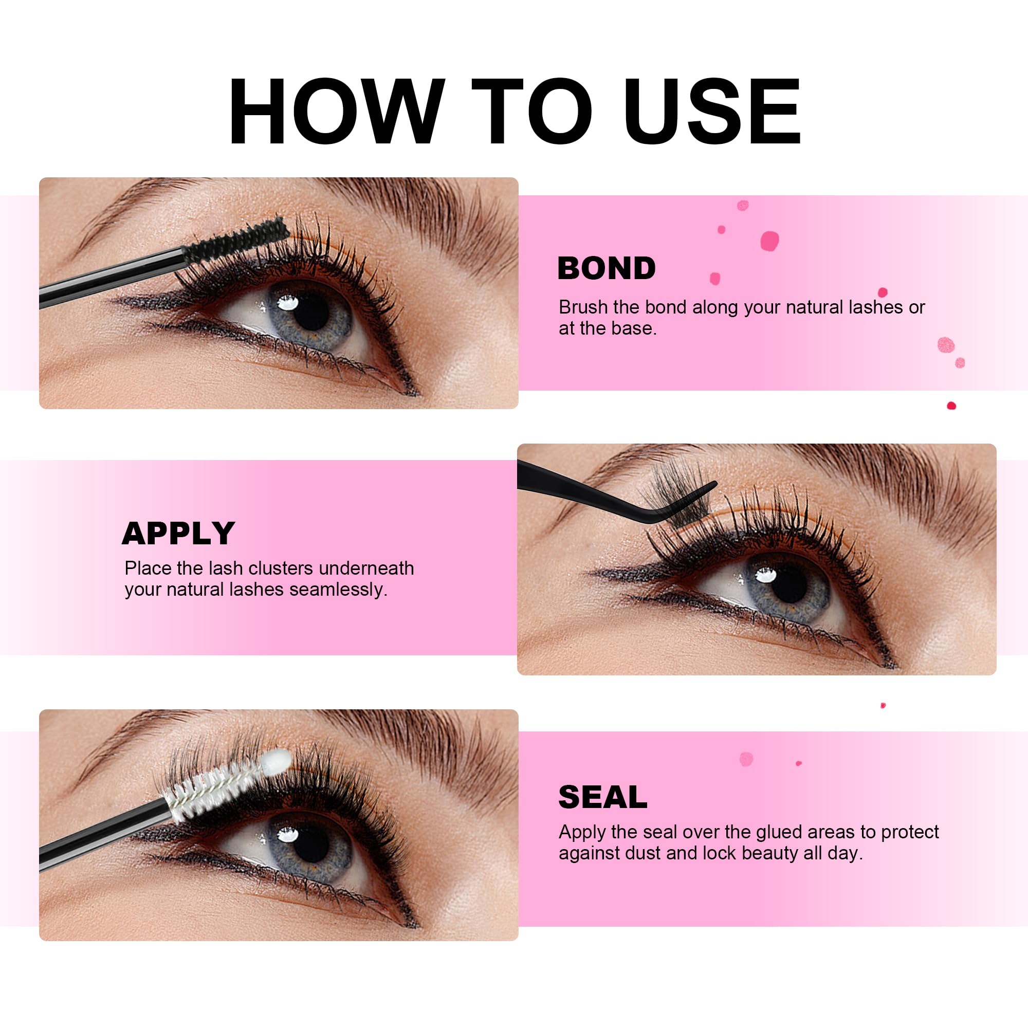 LA MAESII Waterproof Lash Cluster Glue - Long-Lasting 72H Bond & Seal, Black, Latex Free, 10ml for Eyelash Clusters
