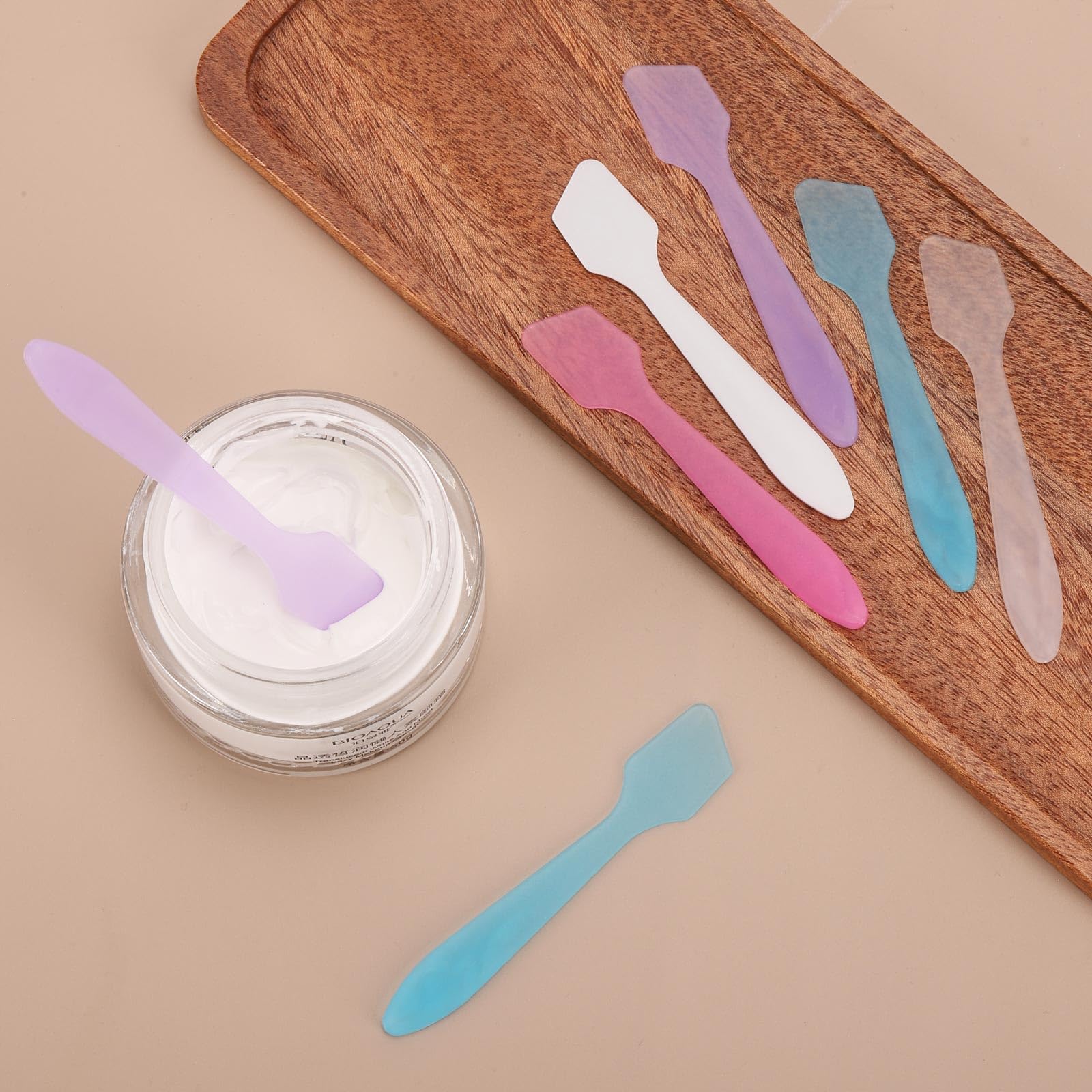 Tbestmax 300 Pcs Mini Cosmetic Spatulas 3.2'' X 0.6'' Disposable Makeup Spatulas Plastic Spatulas Facial Creams Skin Care Spatul