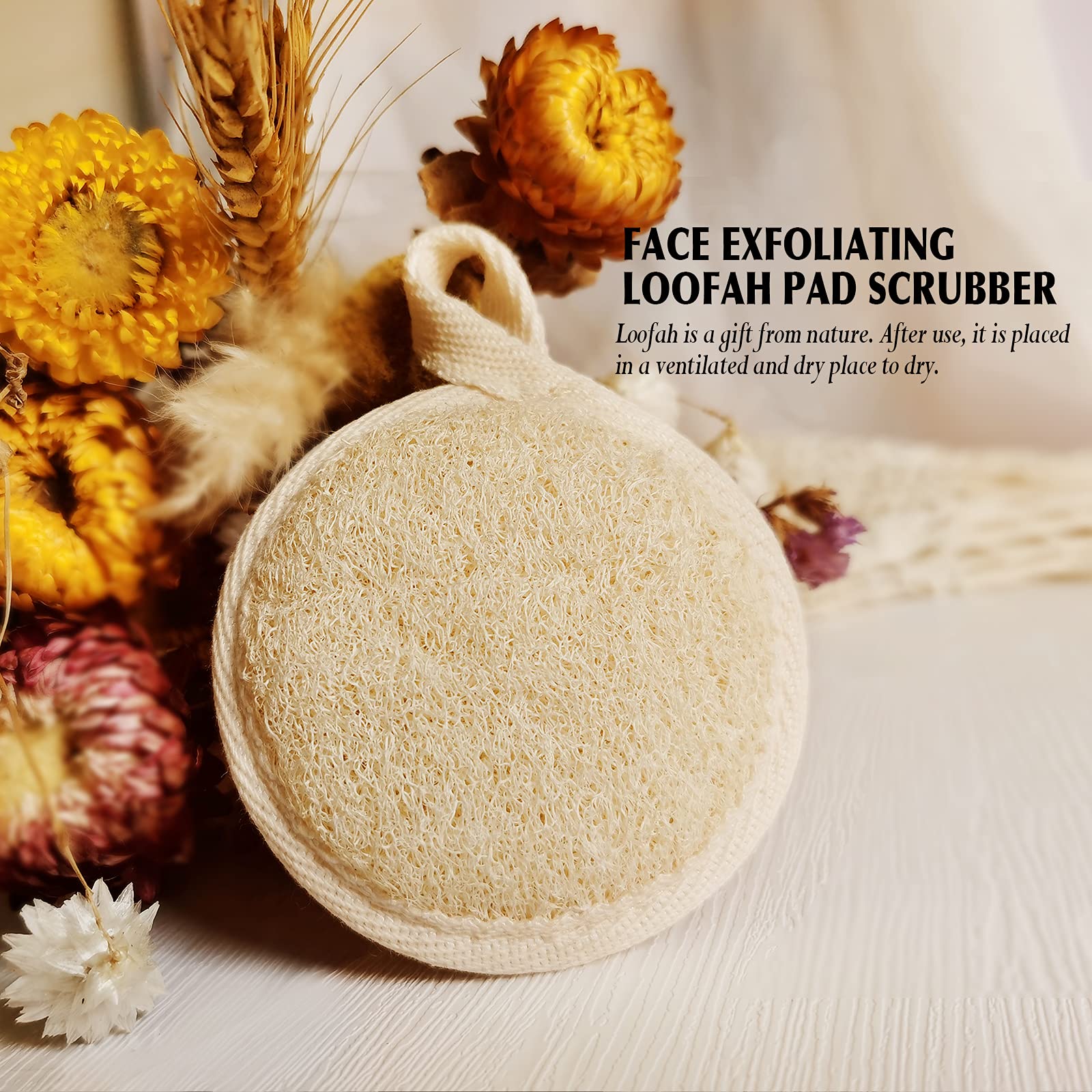 Face Exfoliating Loofah Pad Scrubber, Manual Facial Cleansing And Makeup Remover Brush 6 Pieces, Natural Loofa Sponge Pads Massa