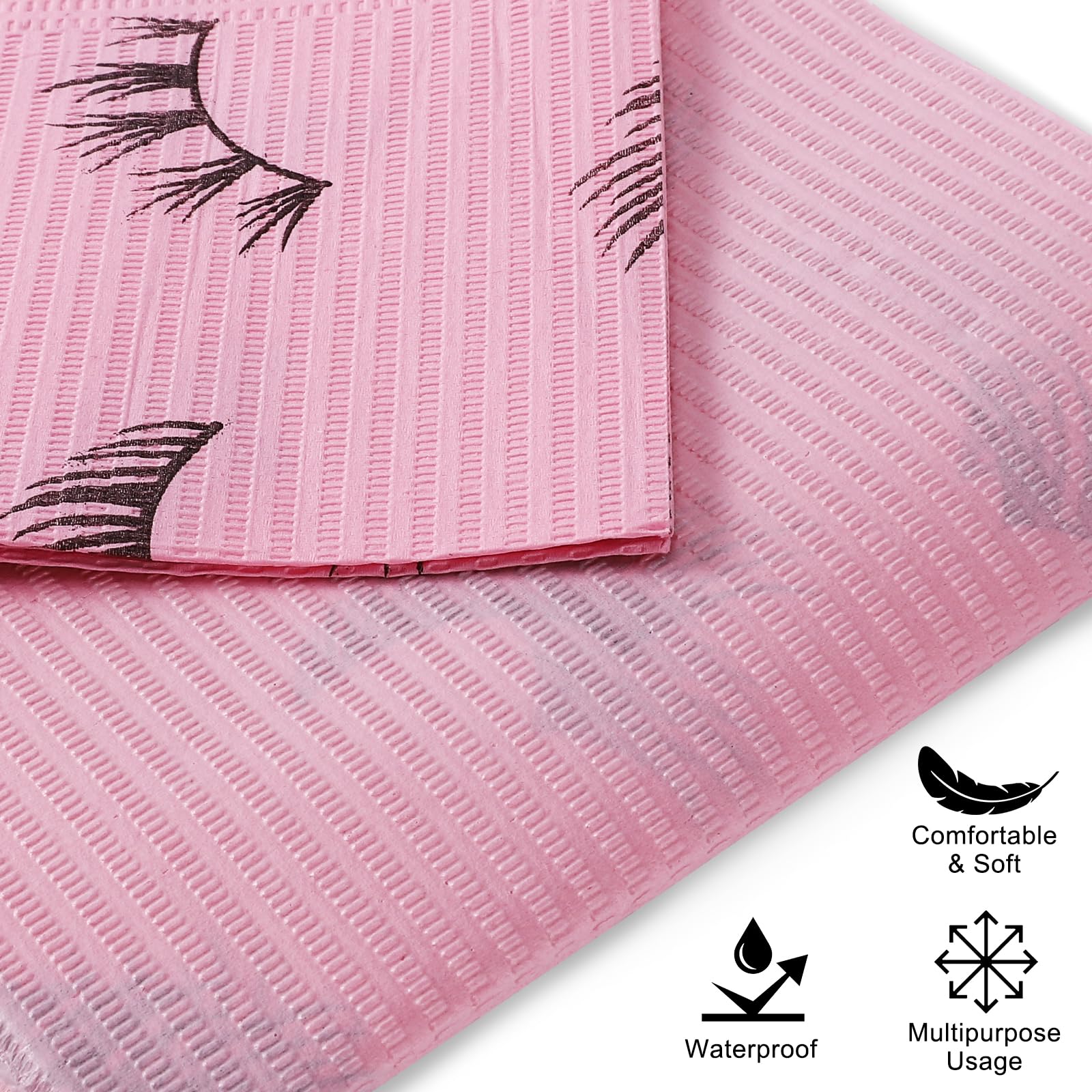 Prasne Lashing Dental Bibs Disposable Pack Of 50, Lash Pillow Cover Of Lash Supplies, Pink 3-Ply Paper Poly Waterproof Towels, 1