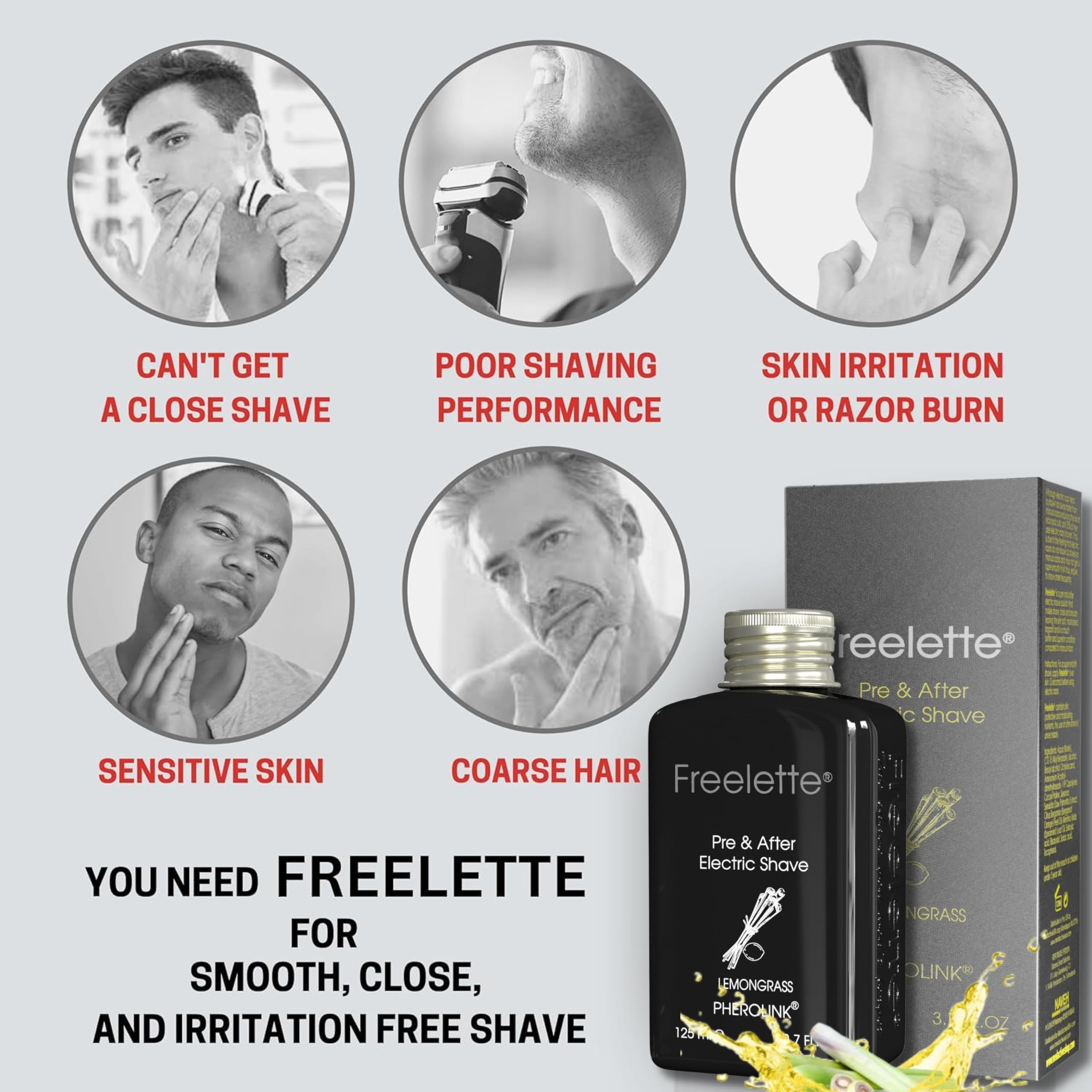 Pre Electric Shave After Shave Lotion Cream - Best For Close Shave Balm - Smooth And Irritation-Free Shave. Freelette (3.76 Ounc
