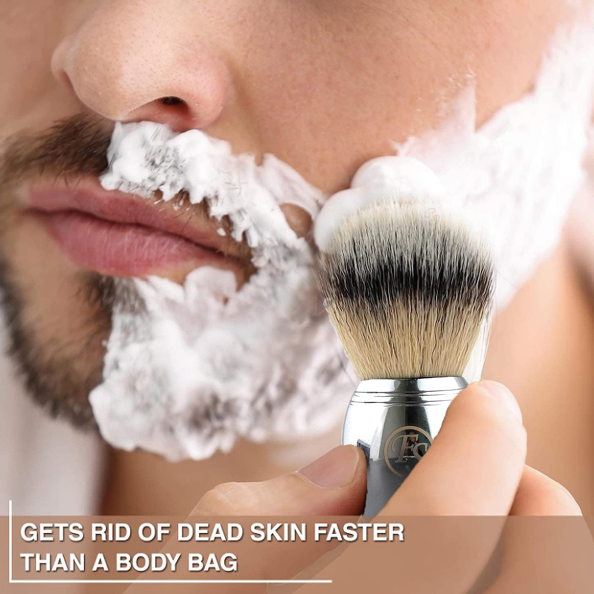 Shaving Brush For Men, Synthetic Hair Chrome Metal Best Brush For Personal And Professional Shaving Hair Salon Tool Gifts For Fr