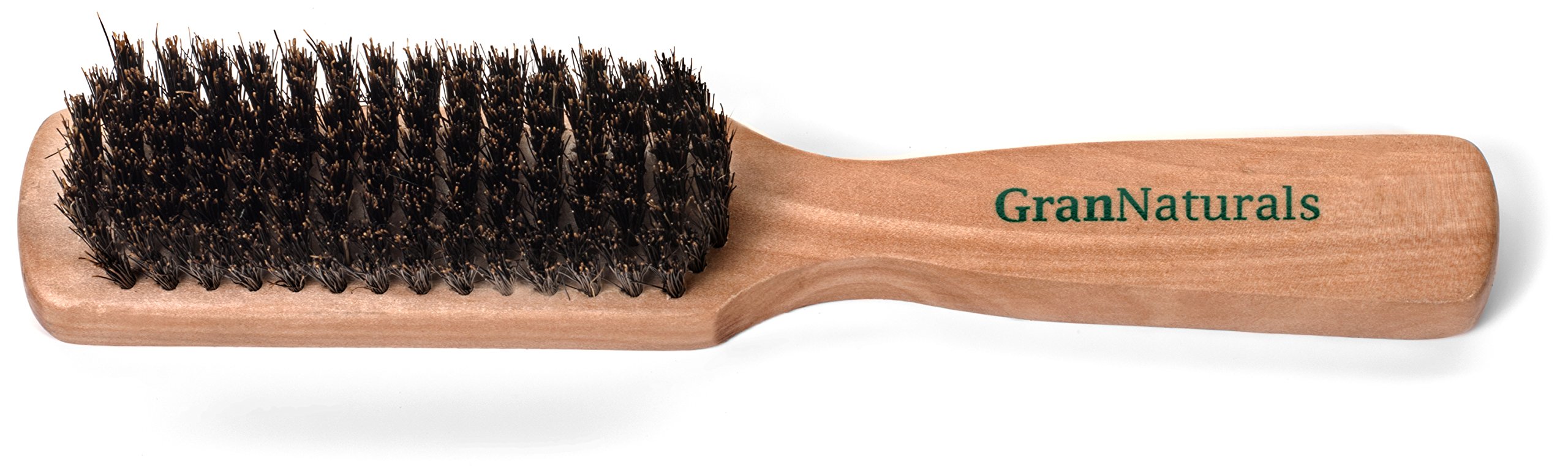 GranNaturals Boar Bristle Hair Brush for Men - Natural Wooden Wave Brush for Fine, Thin or Thick Hair - 1 Count, Brown