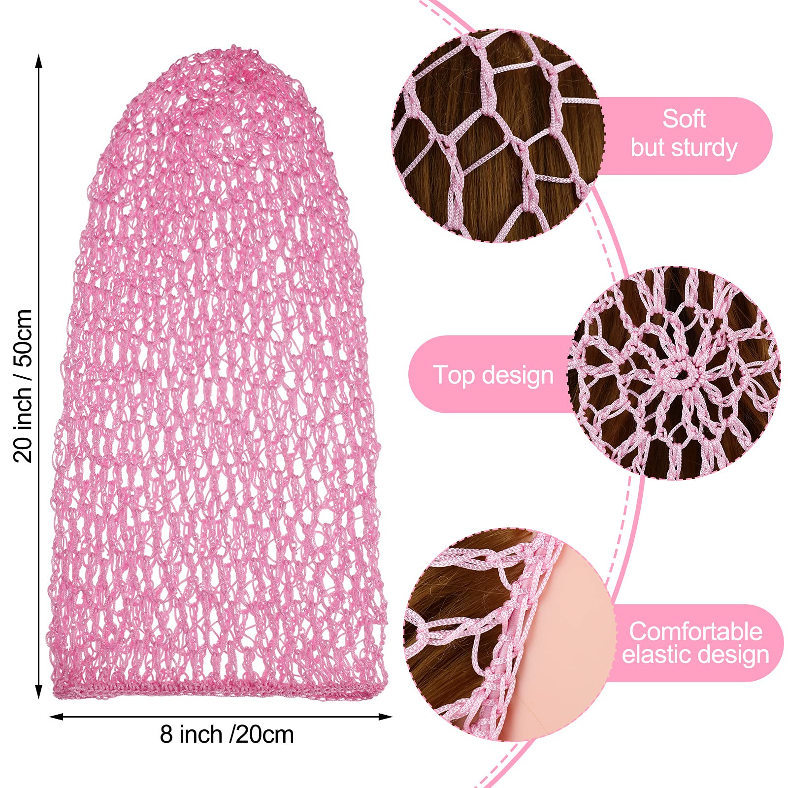 Waydress Hairband, 3 Pieces Mesh Crochet Hair Net Cap, Soft Rayon Snood Hat, Sleeping Cap, Hair Accessories For Women (Black, Pi