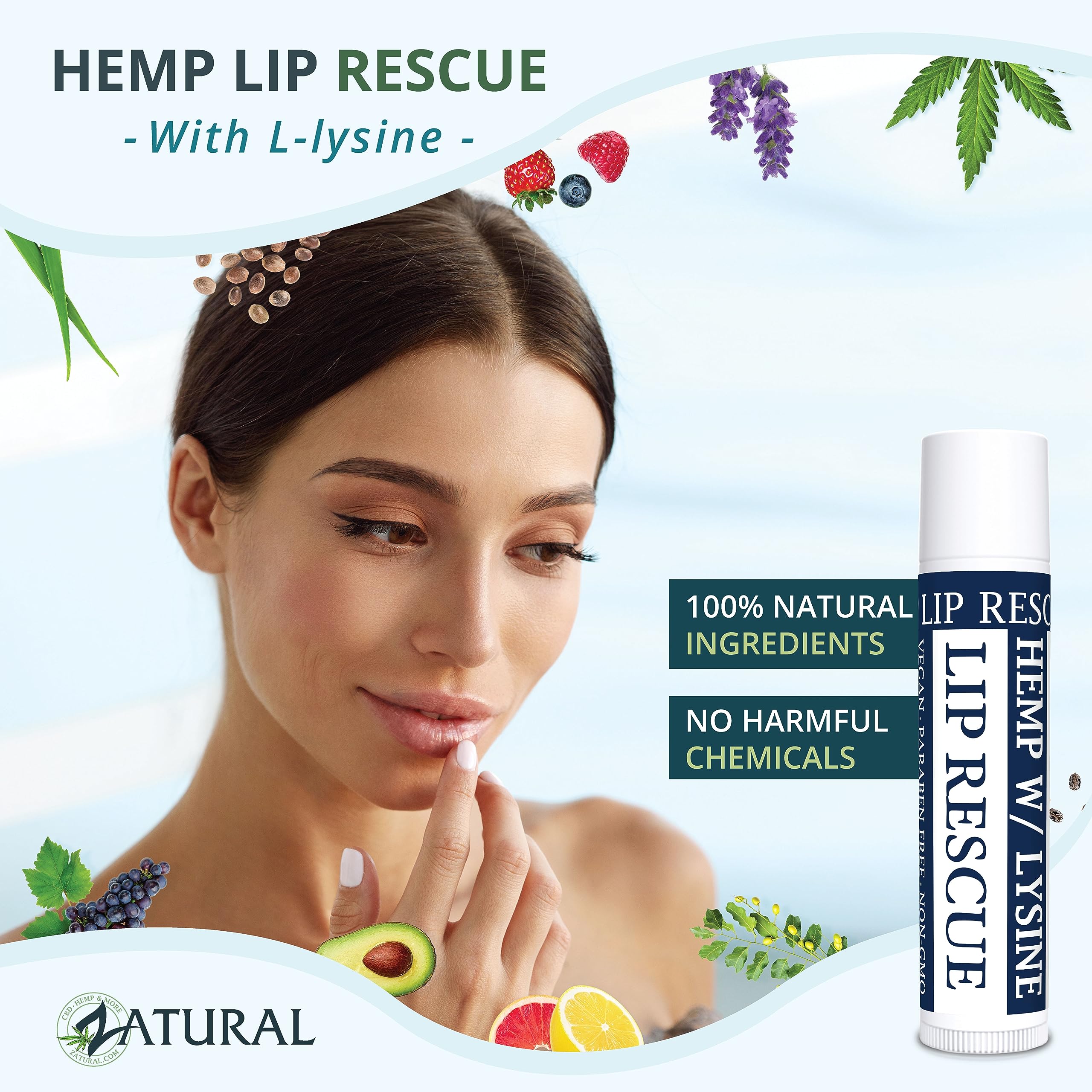 Zatural Ultra Moisturizing Hemp Lip Balm Heal & Protect With L-Lysine And Hemp With Vitamin E And Omgeas Soft & Smooth Lips