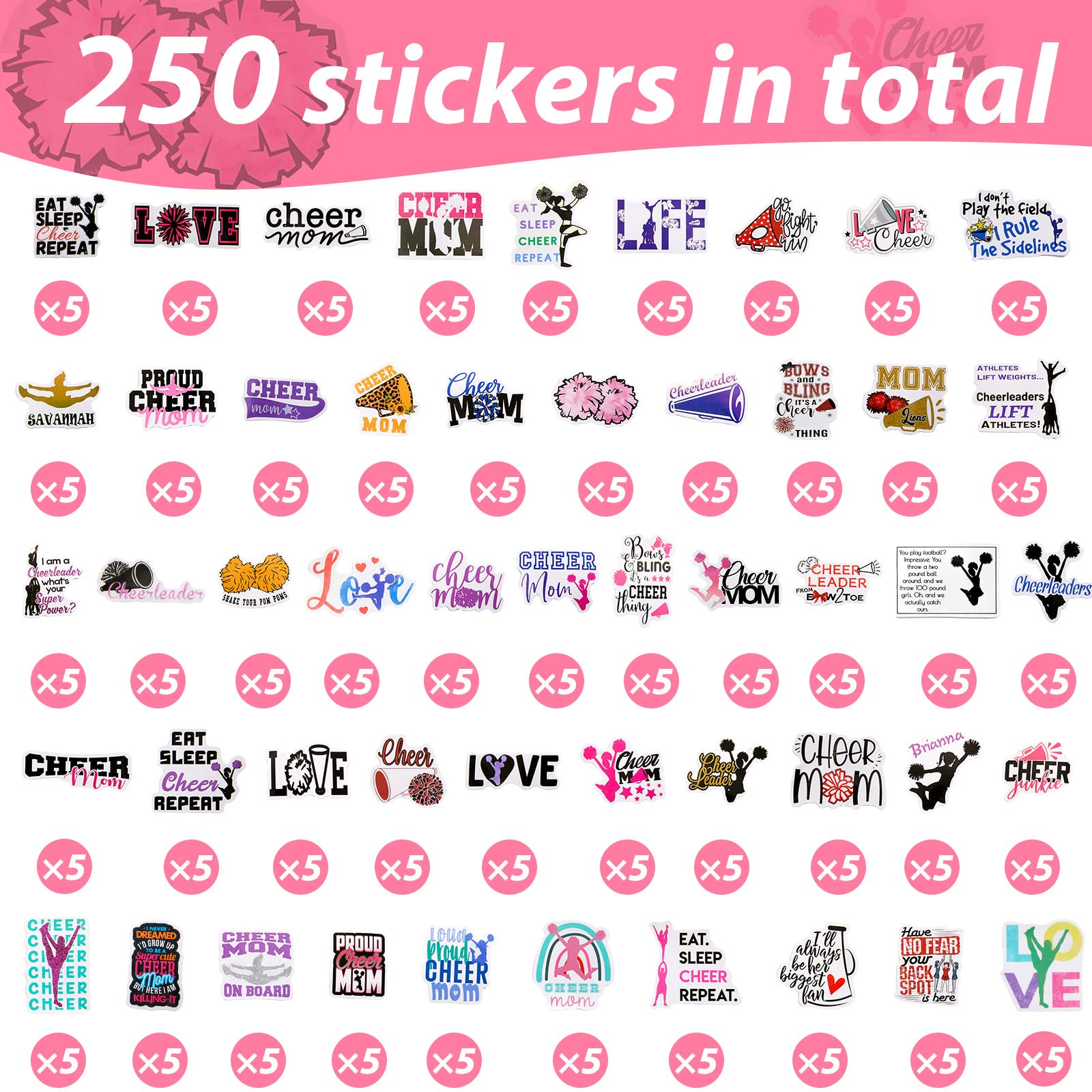 Amylove 65 Pcs Cheerleader Gifts Bulk Cheer Makeup Bag Portable Sports Cosmetic Zipper Pouches Cheer Scrunchies Cheerleading Hai
