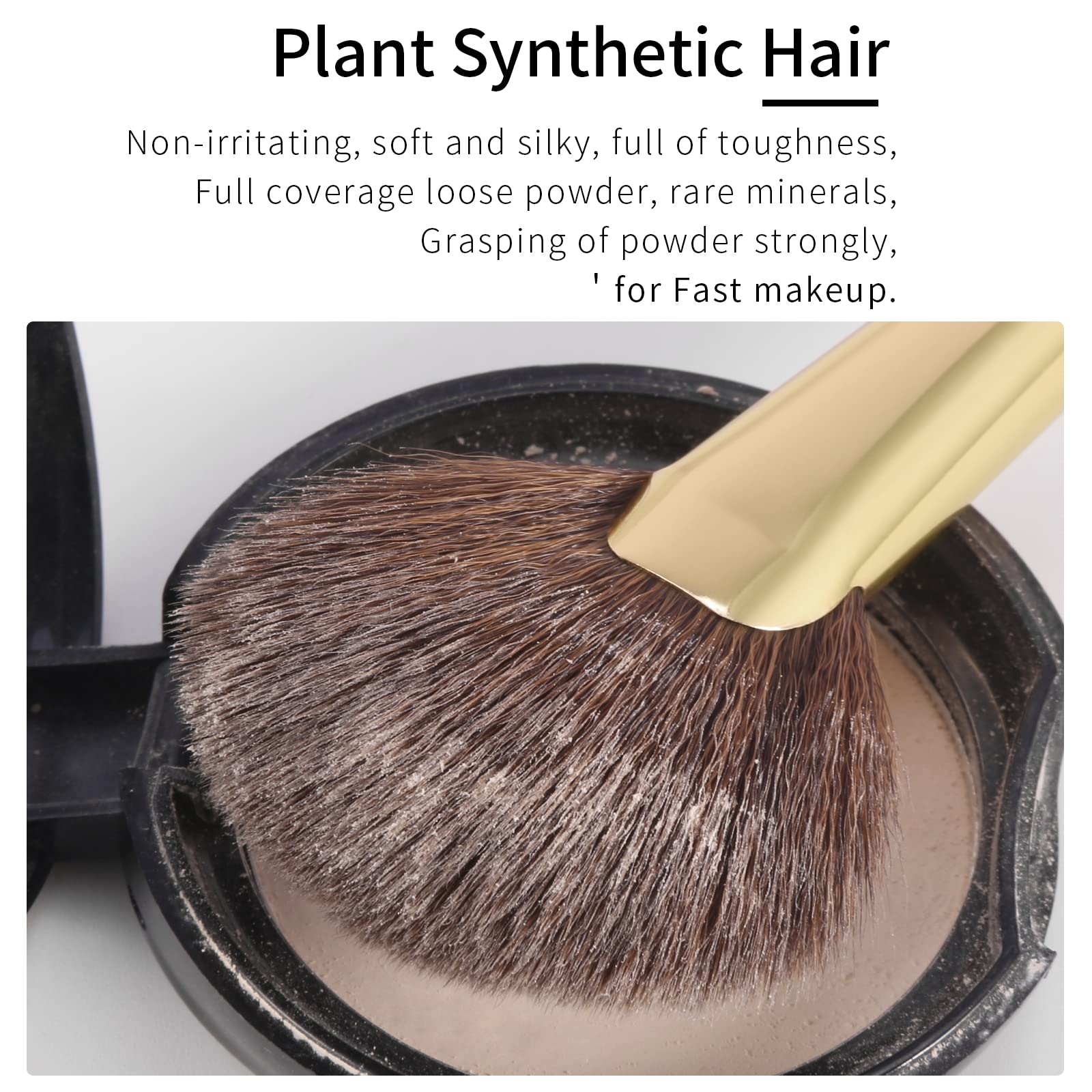 Enzo Ken Round Fan Makeup Brush, Thick Fan Brush Makeup, Fan Brush Bronzer, Fluffy Blush Brush For Cheeks, Sculpt Blush Brush, C