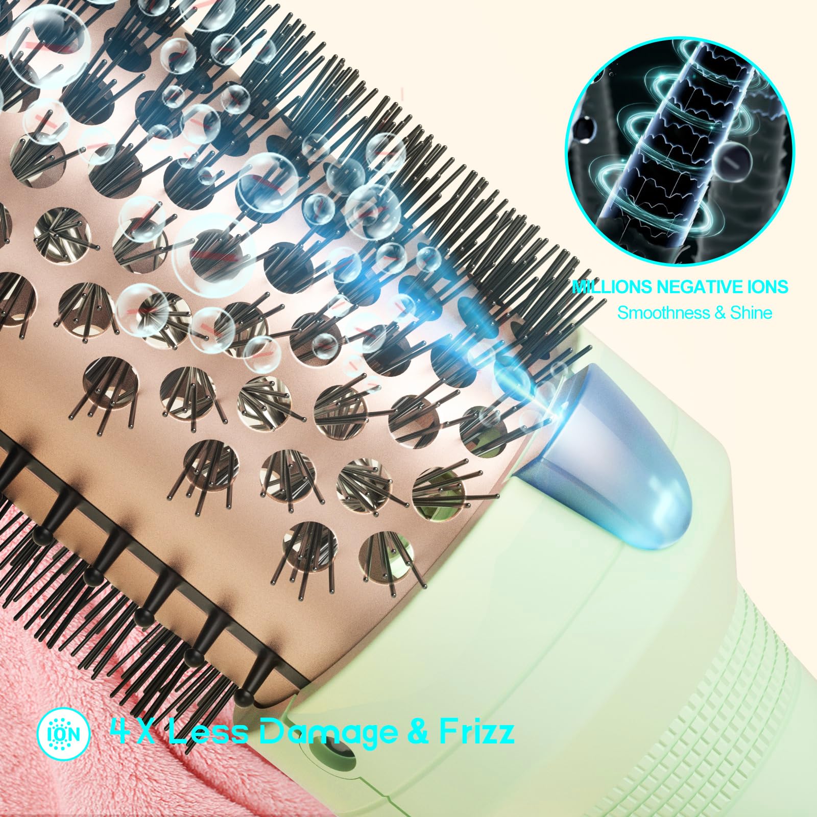 K&K Pro Thermal Brush Creates Blowout Look, 1 3/4 Inch Ionic Heated Round Brush Makes Hair Smoother, Dual Voltage, Thermal Round